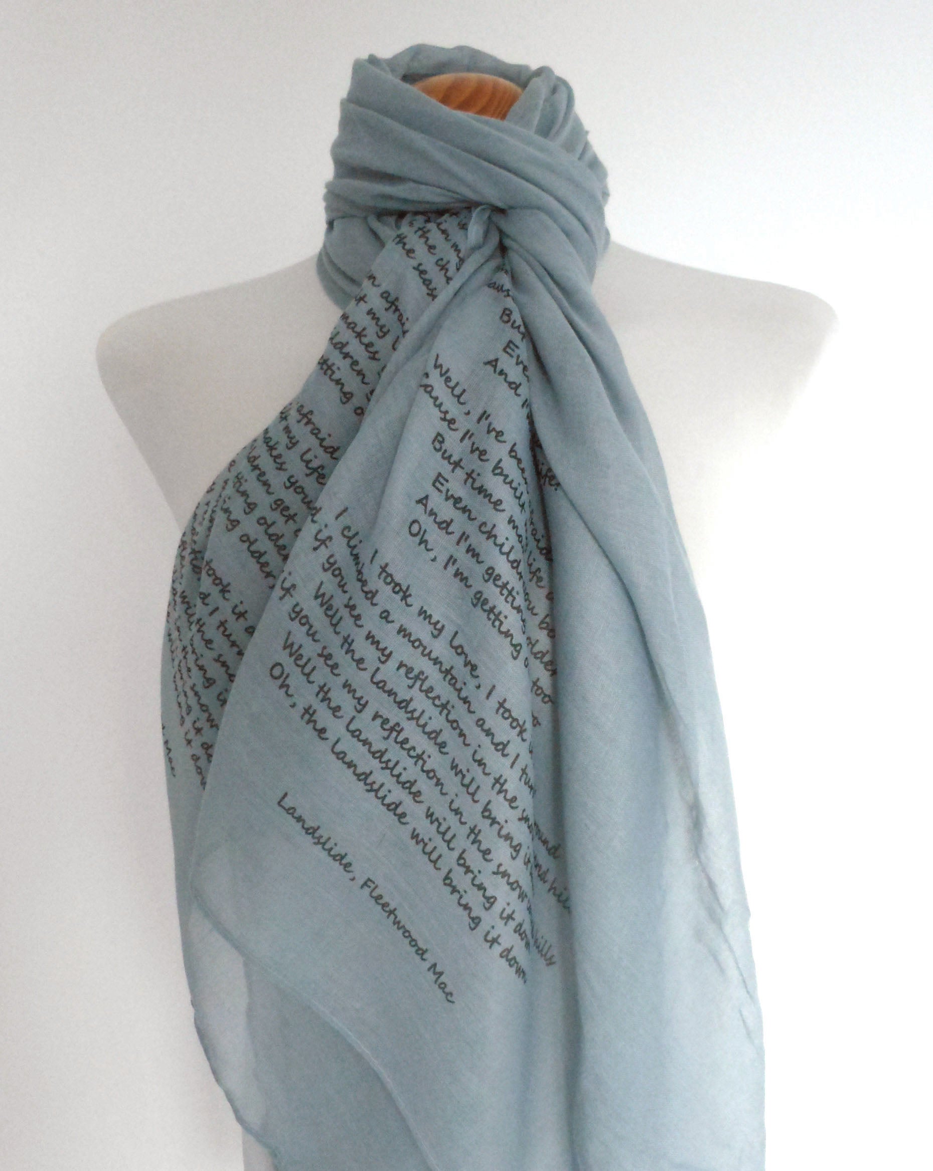 Fleetwood Mac Inspired Scarf. Long Scarf with Landslide Lyrics Print - Other Colours Available