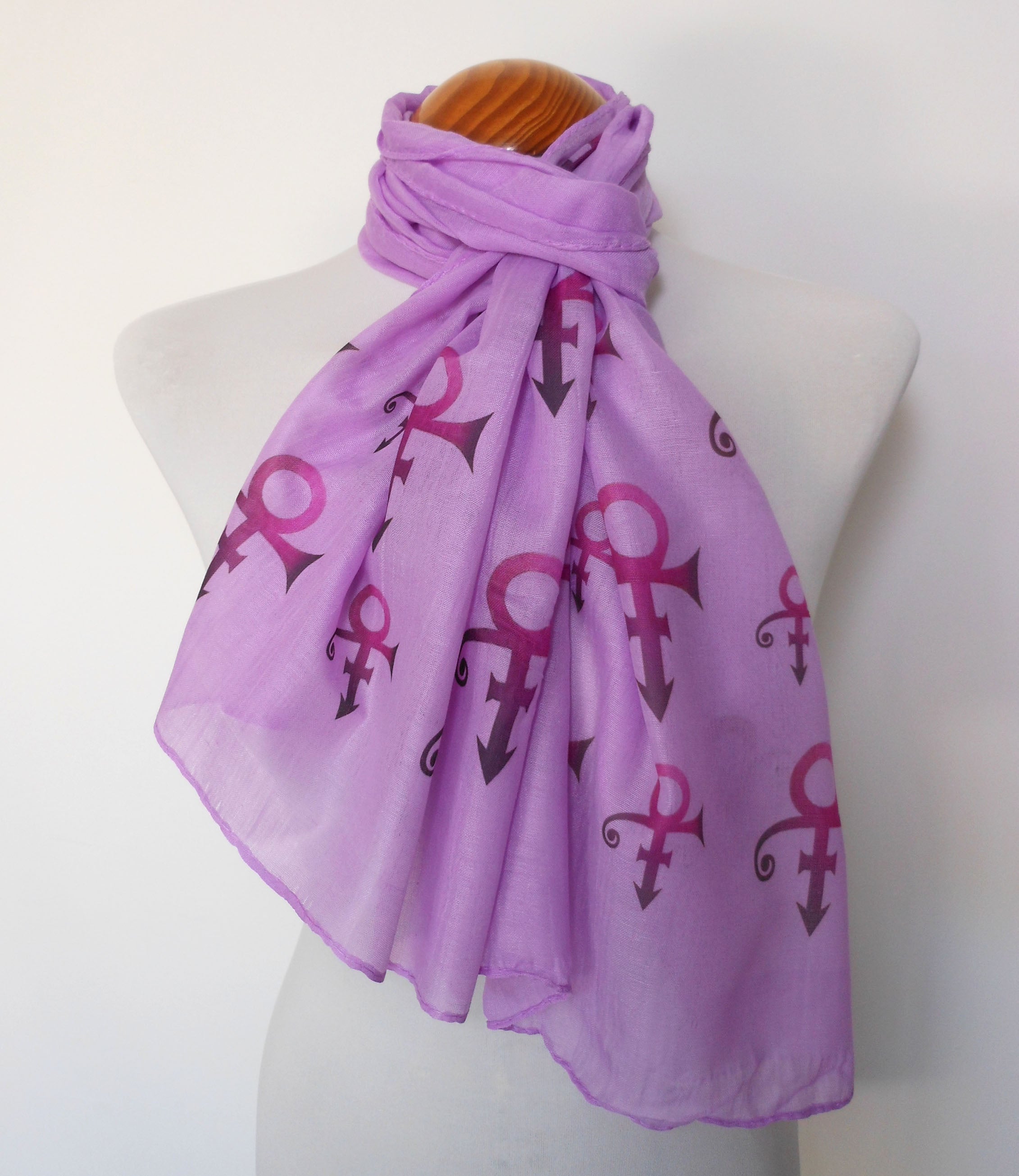 Prince Inspired Scarf – Purple Long Scarf with Prince inspired symbol print.