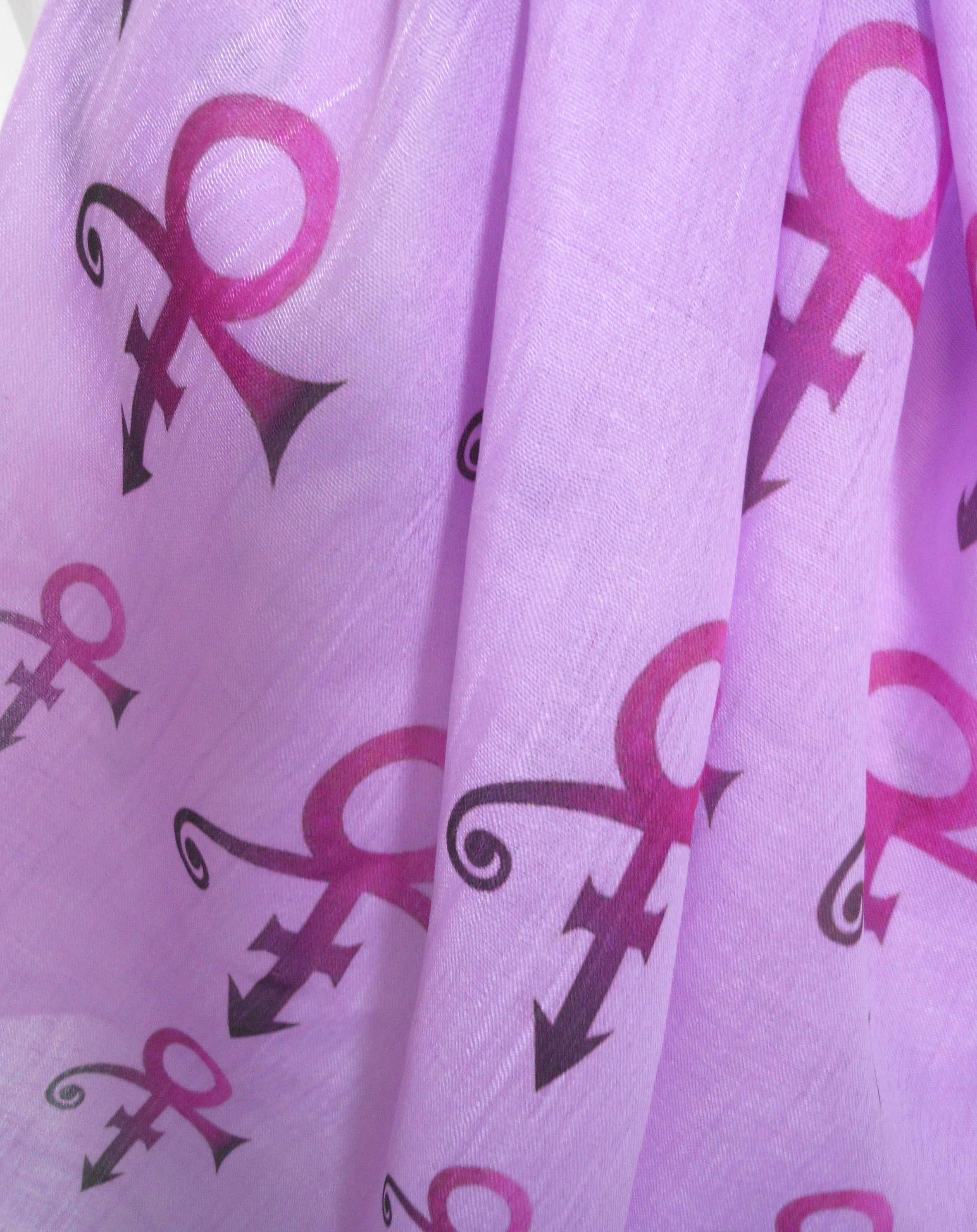 Prince Inspired Scarf – Purple Long Scarf with Prince inspired symbol print.