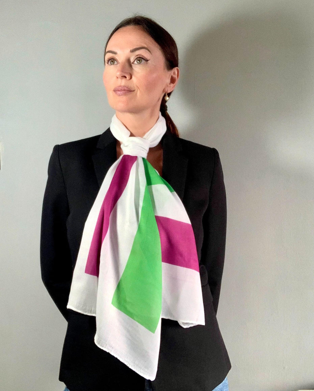 Suffragette Scarf – White Long Feminist Scarf - Women Flag Print, Women's Rights Gift