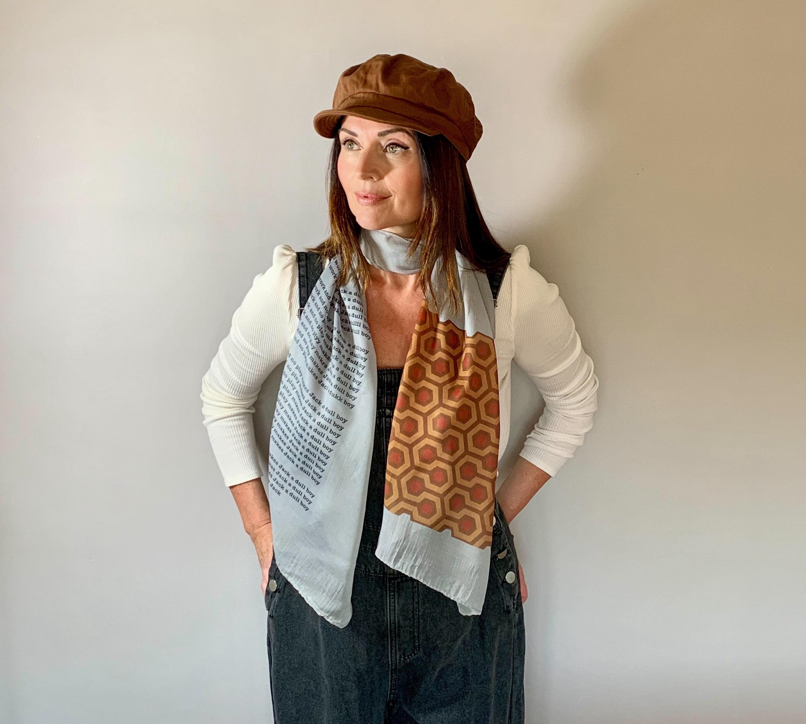 The Shining Inspired Scarf – Vintage Horror Long Grey Scarf - Gothic Movie Gift