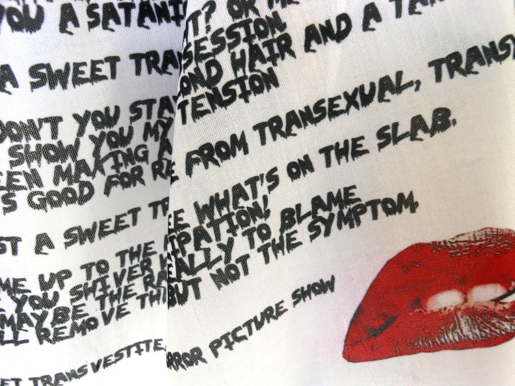 Rocky Horror Inspired Scarf – Kitsch Long Scarf with Red & Black Sweet Transvestite Print