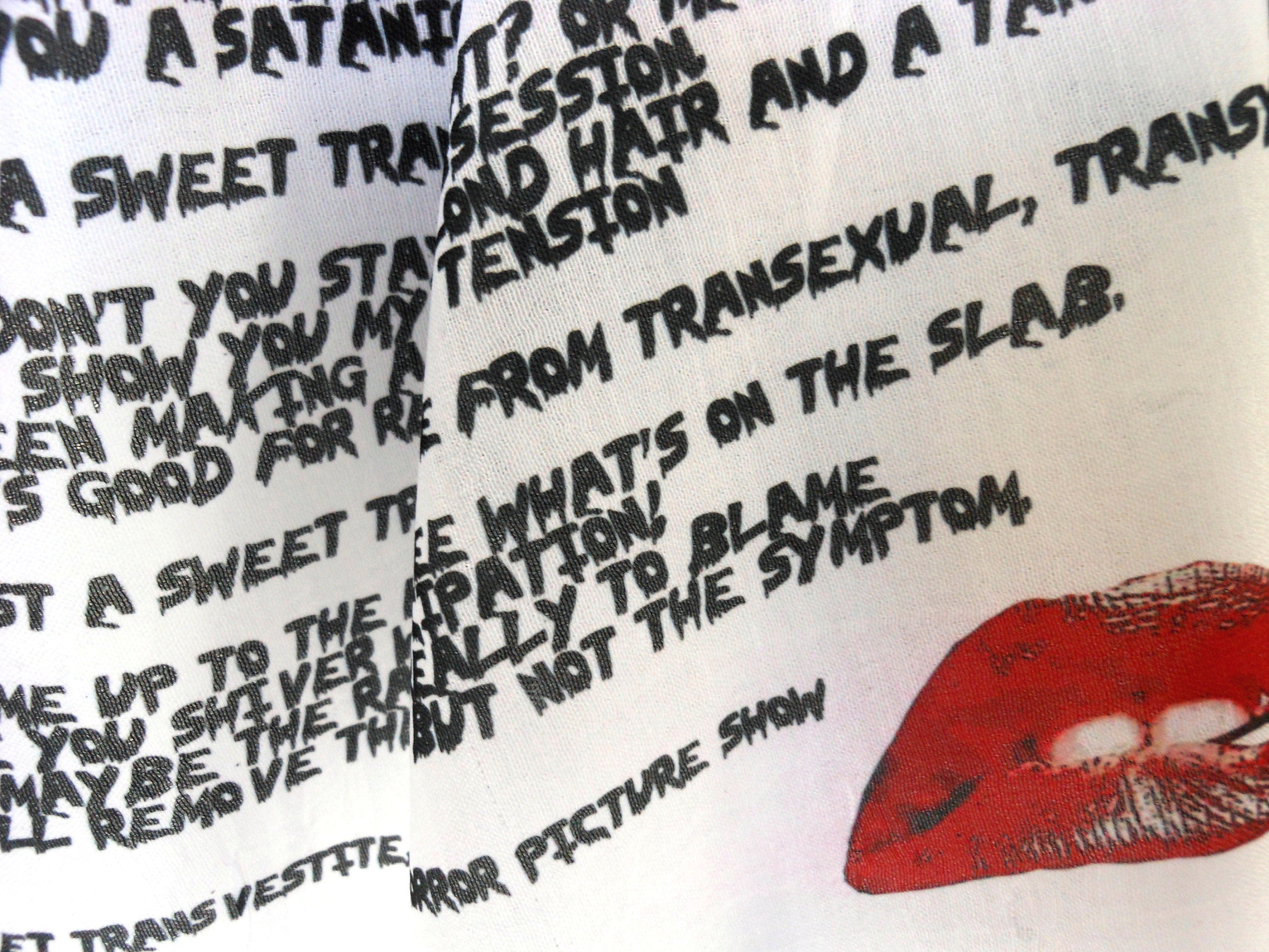 Rocky Horror Inspired Scarf – Kitsch Long Scarf with Red & Black Sweet Transvestite Print