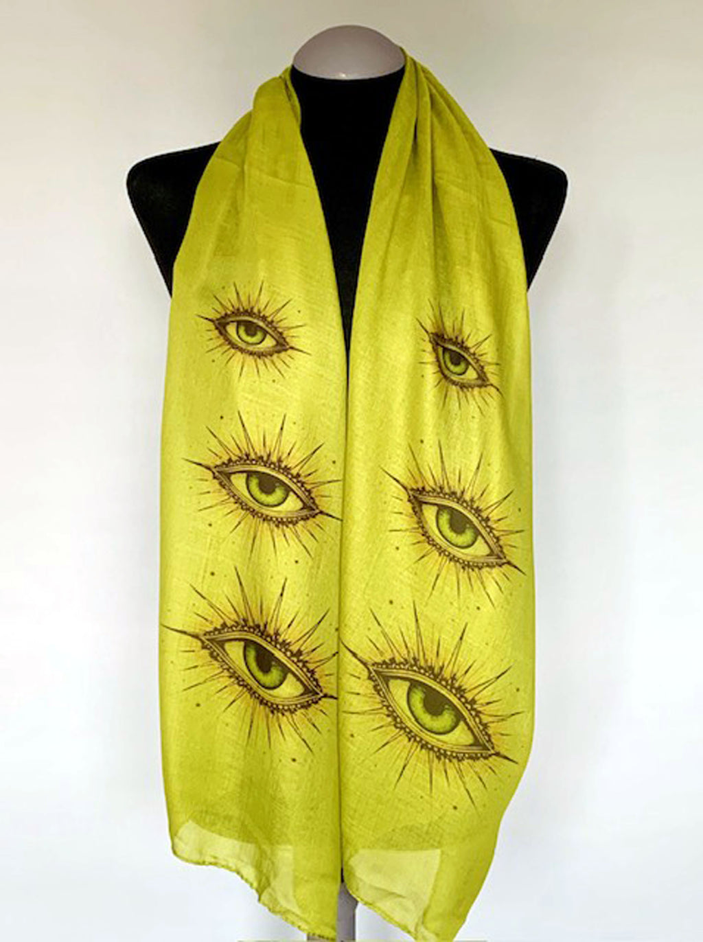 All Seeing Eye Scarf – Divine Eye Print on Army Green Lightweight Scarf .