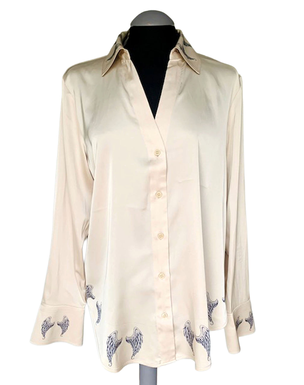Reworked Angel Wings Art Blouse. One-of-a-Kind Upcycled Preloved Top