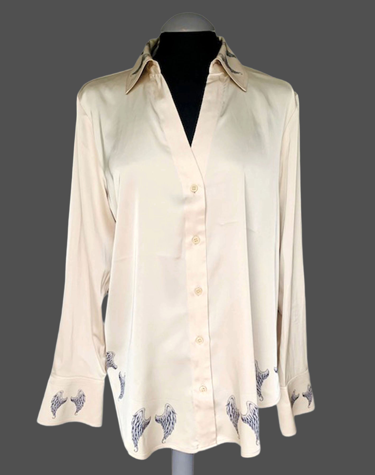 Reworked Angel Wings Art Blouse. One-of-a-Kind Upcycled Preloved Top