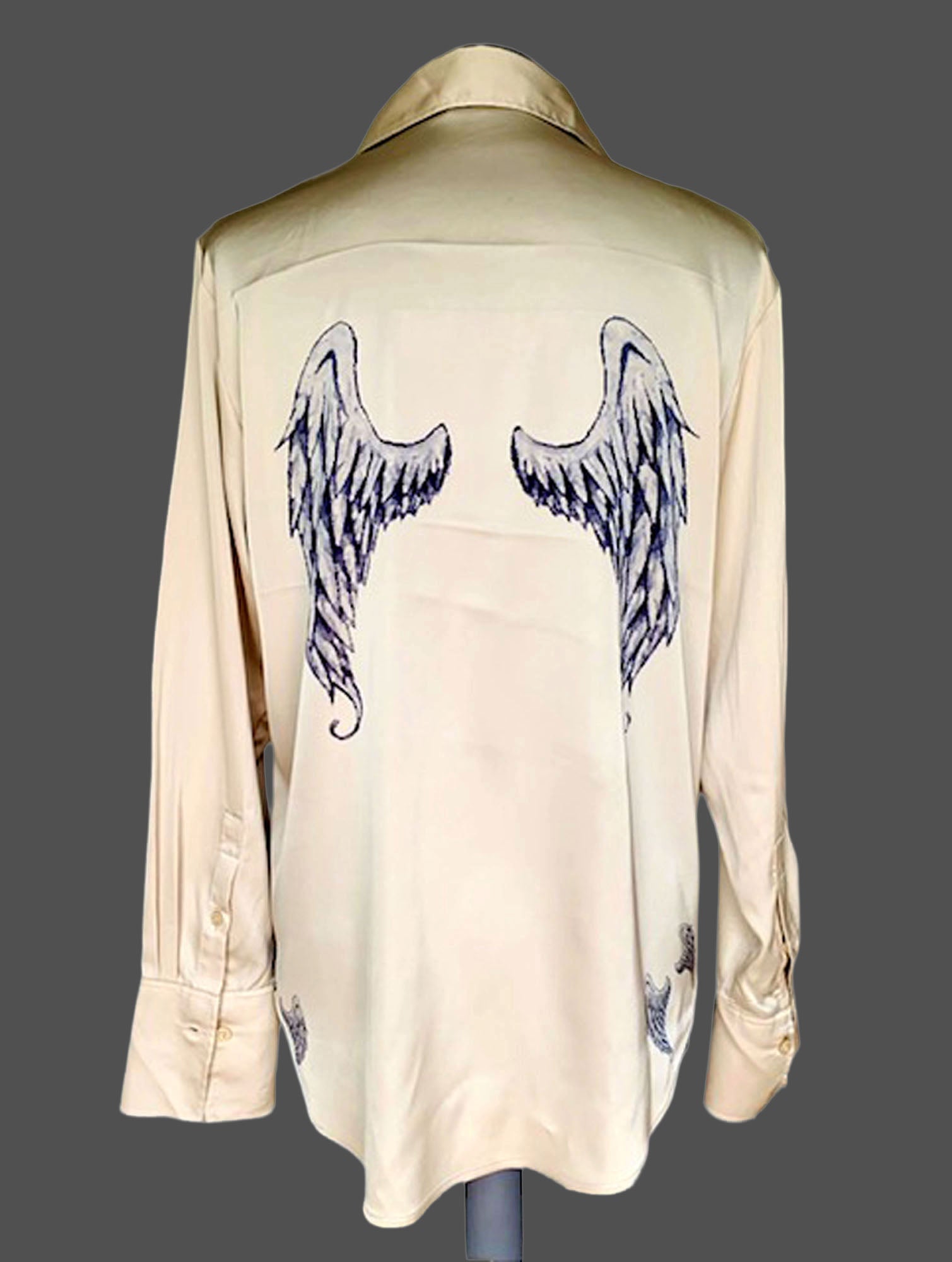Reworked Angel Wings Art Blouse. One-of-a-Kind Upcycled Preloved Top