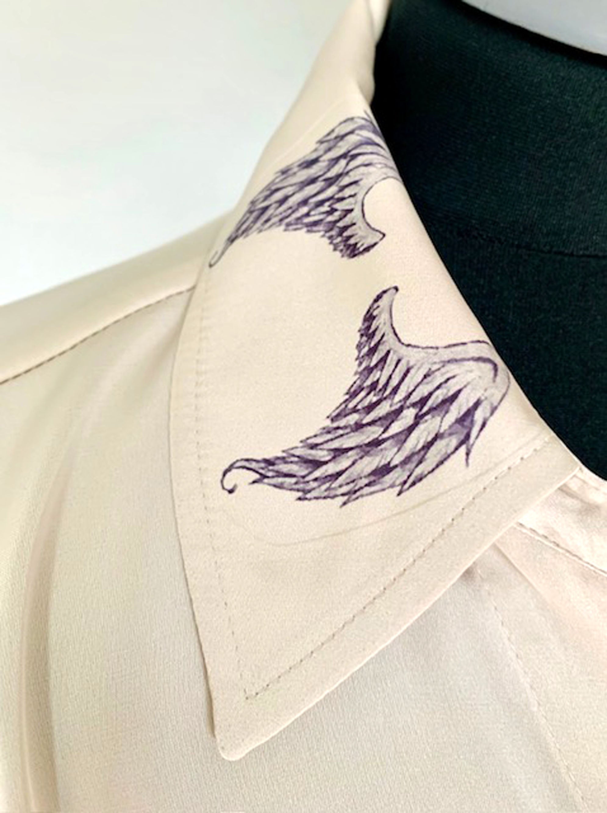 Reworked Angel Wings Art Blouse. One-of-a-Kind Upcycled Preloved Top