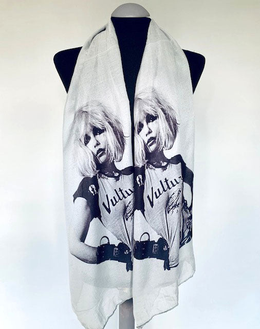 Debbie Harry, Blondie Inspired Punk Scarf – Long Grey Punk Scarf for Music Fans.