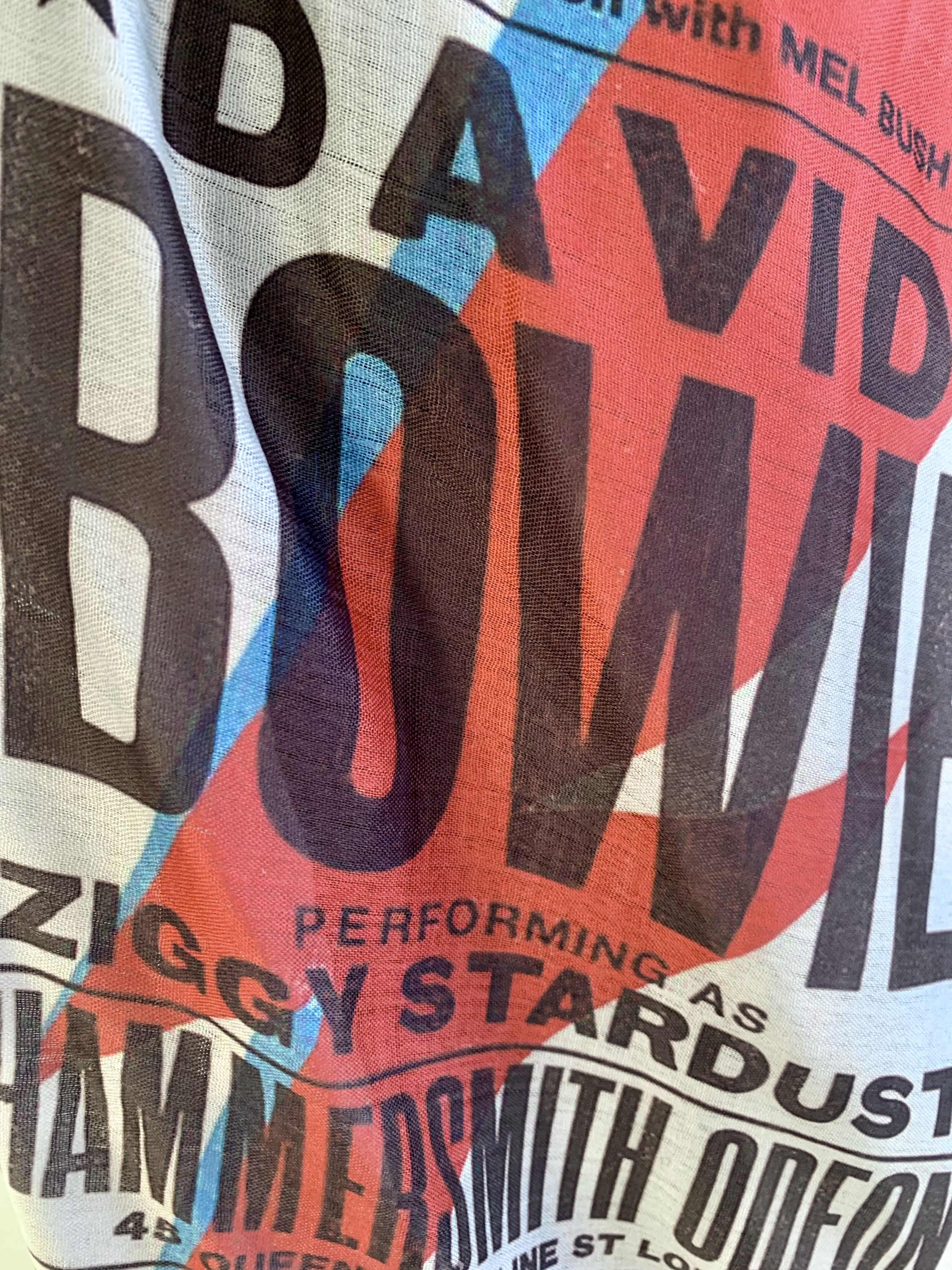 David Bowie Inspired Scarf – Vintage Bowie Style Long Scarf with Red, Black and Blue Band Print