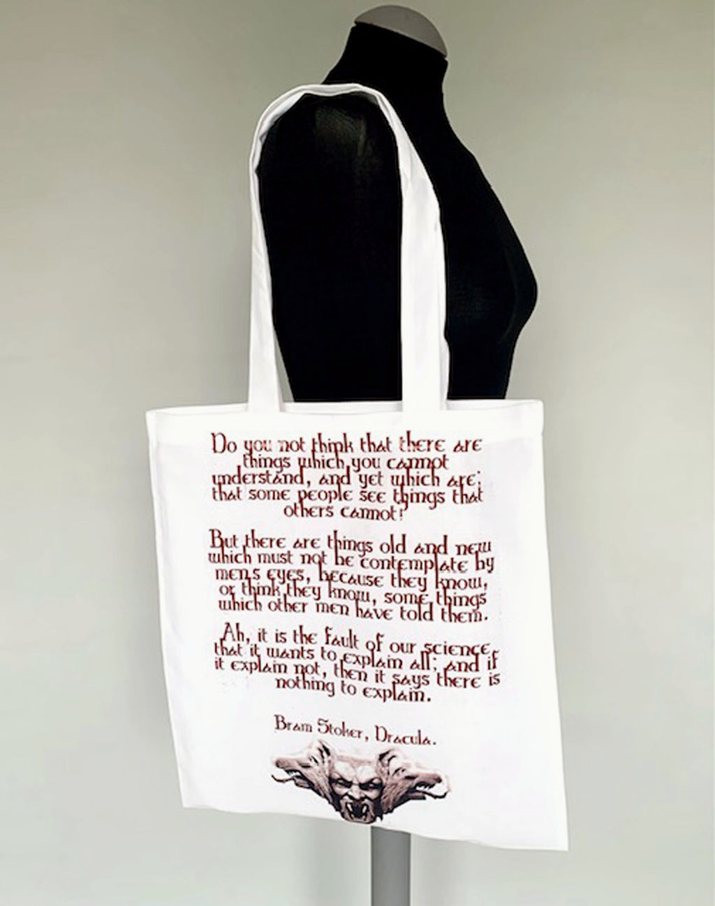 Tote shopper bag with bram stoer dracula print
