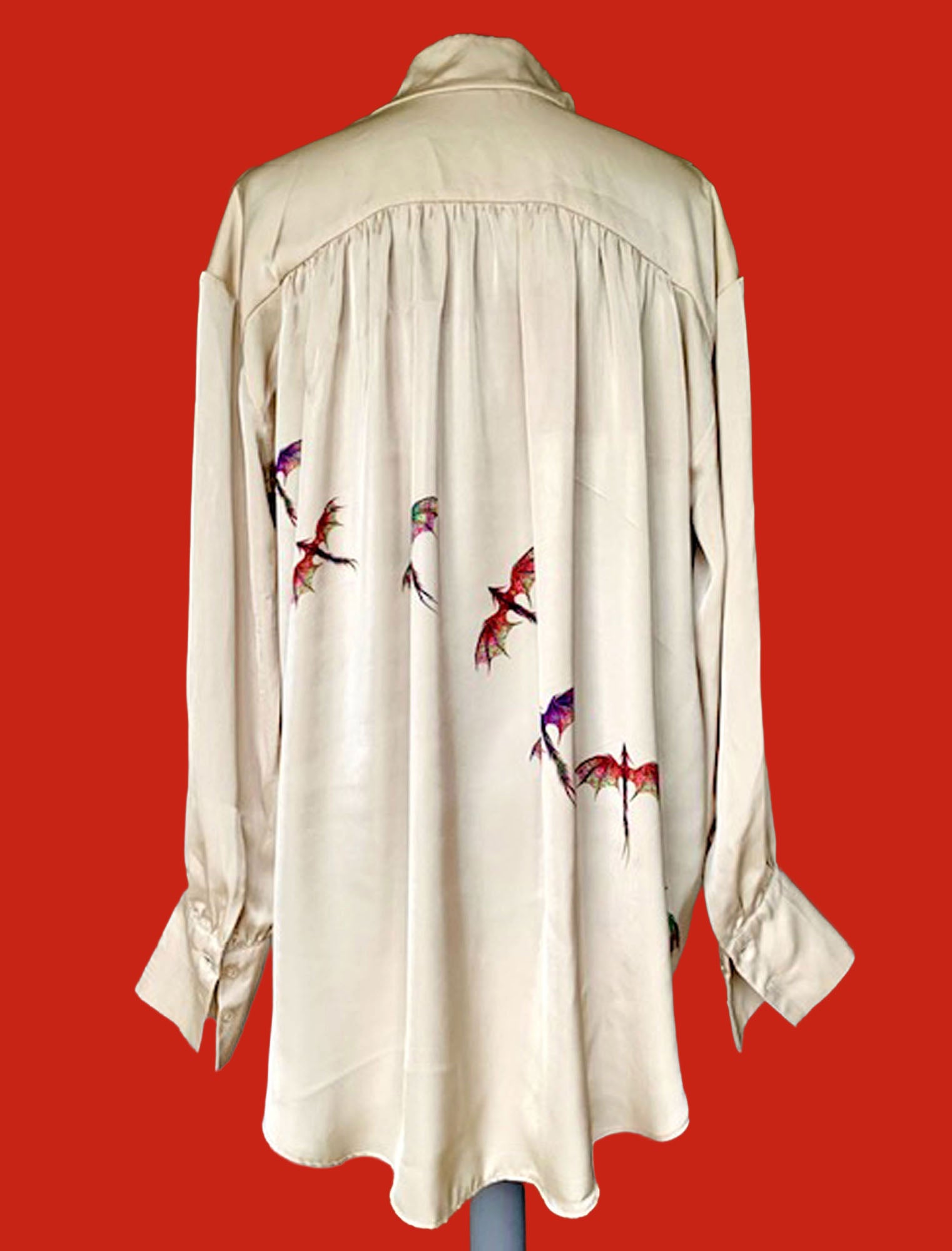 Reworked Dragon Art Blouse. One-of-a-Kind Upcycled Preloved Top