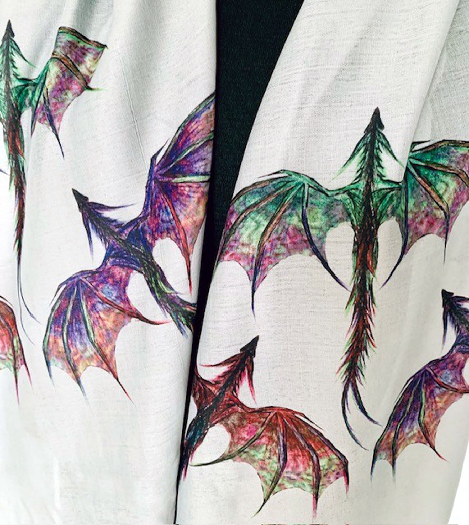 Dragon Scarf – Colorful Mythical Dragons Print on Lightweight Grey Scarf