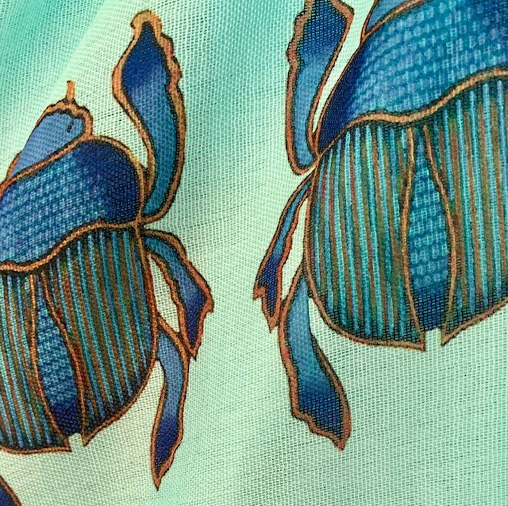 Egyptian Scarab Scarf – Blue Scarab Beetle Print on Lightweight Aqua Scarf