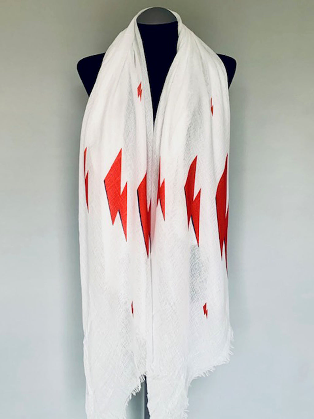 Ziggy Stardust Thunder Bolts Scarf – David Bowie Inspired Fashion Accessory - White Wrap Scarf