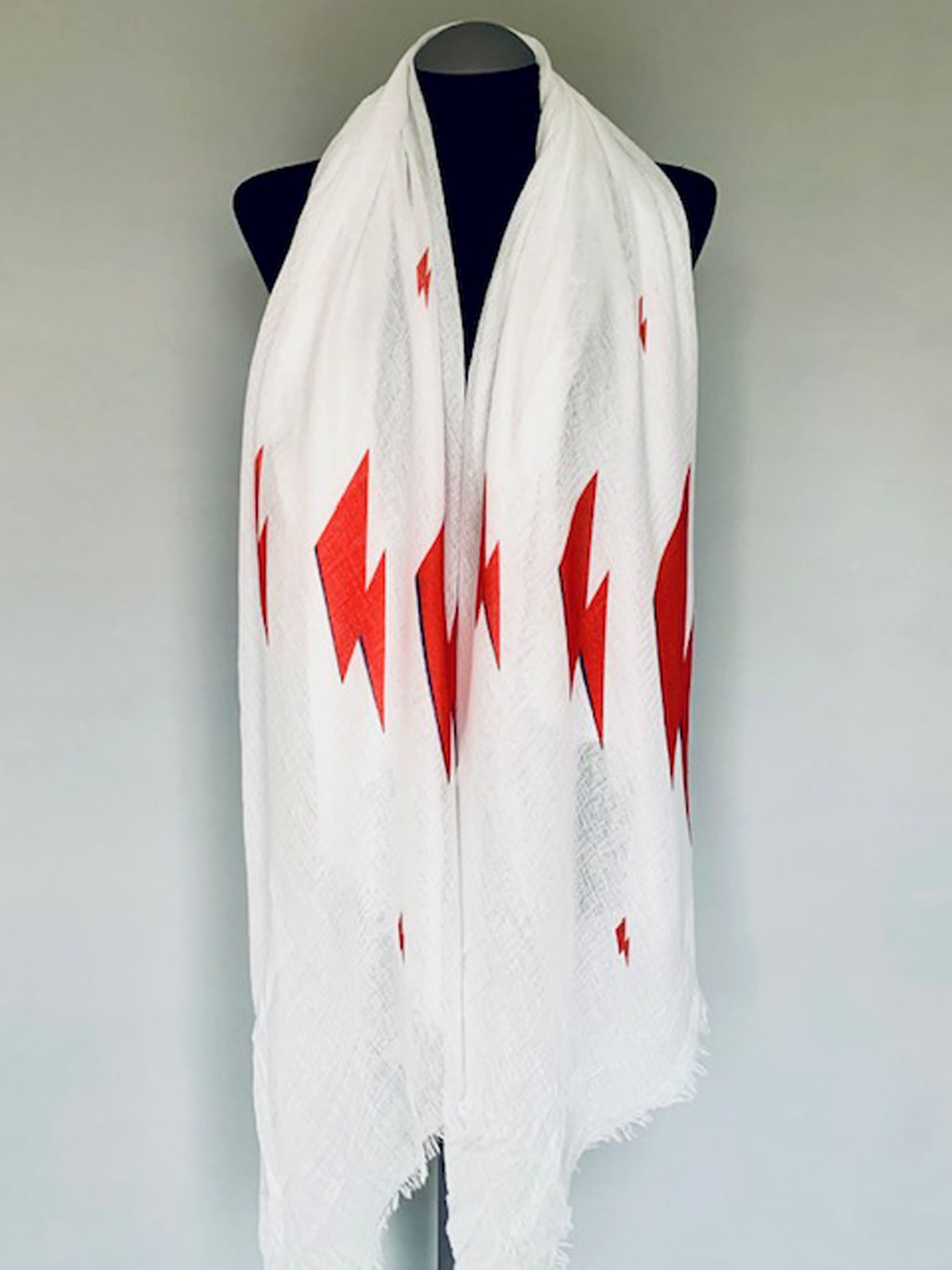 Ziggy Stardust Thunder Bolts Scarf – David Bowie Inspired Fashion Accessory - White Wrap Scarf