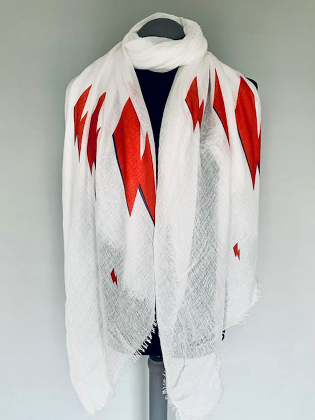 Ziggy Stardust Thunder Bolts Scarf – David Bowie Inspired Fashion Accessory - White Wrap Scarf