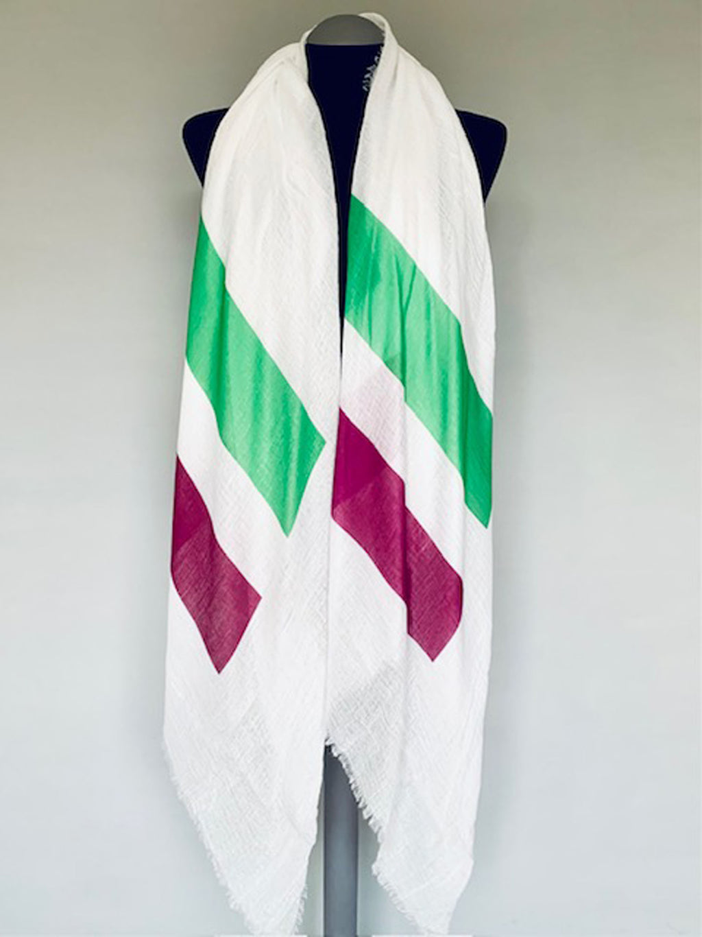 Suffragette Flag Scarf – Feminism Women's Rights Print on White Wrap Scarf