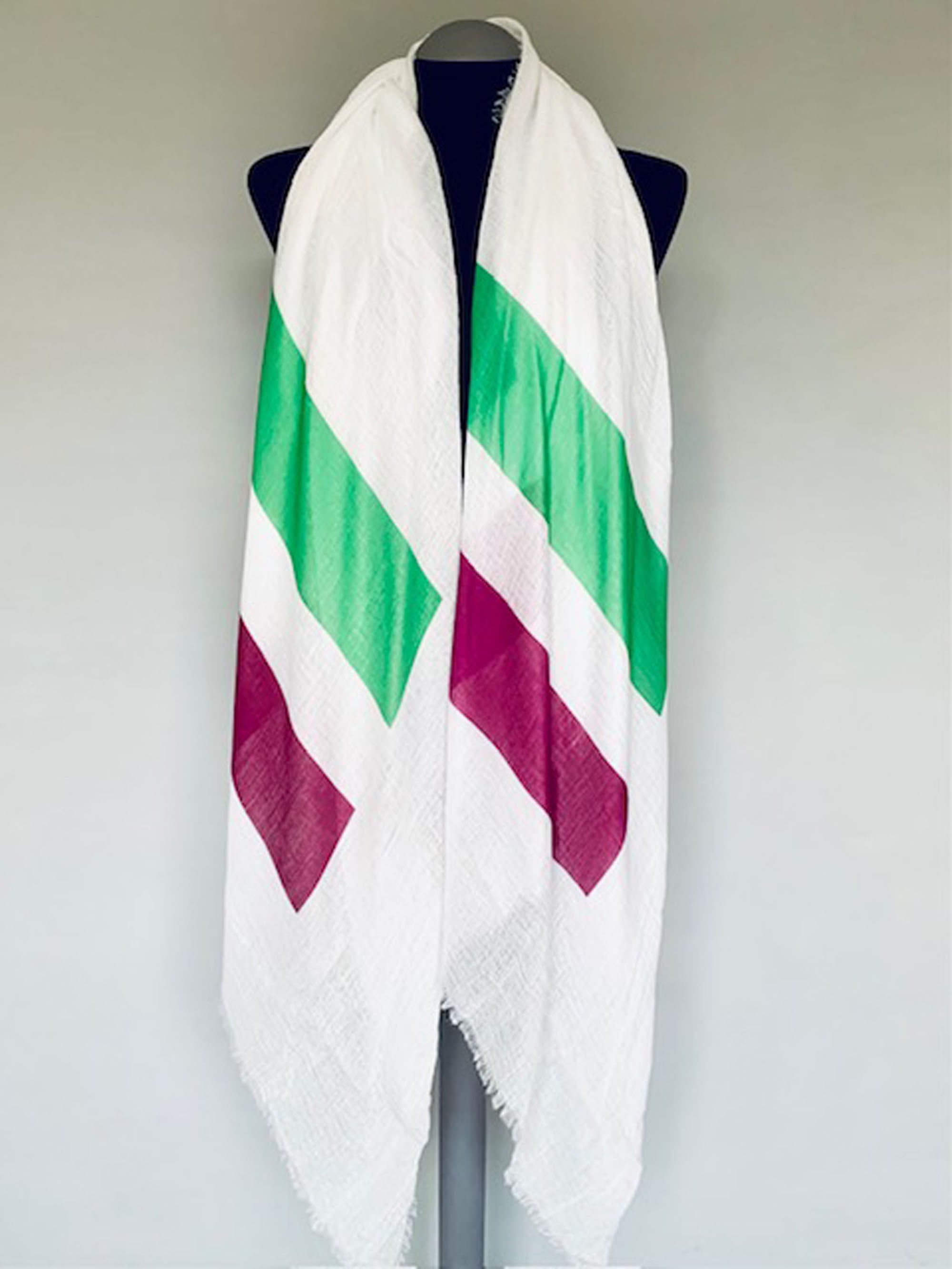 Suffragette Flag Scarf – Feminism Women's Rights Print on White Wrap Scarf