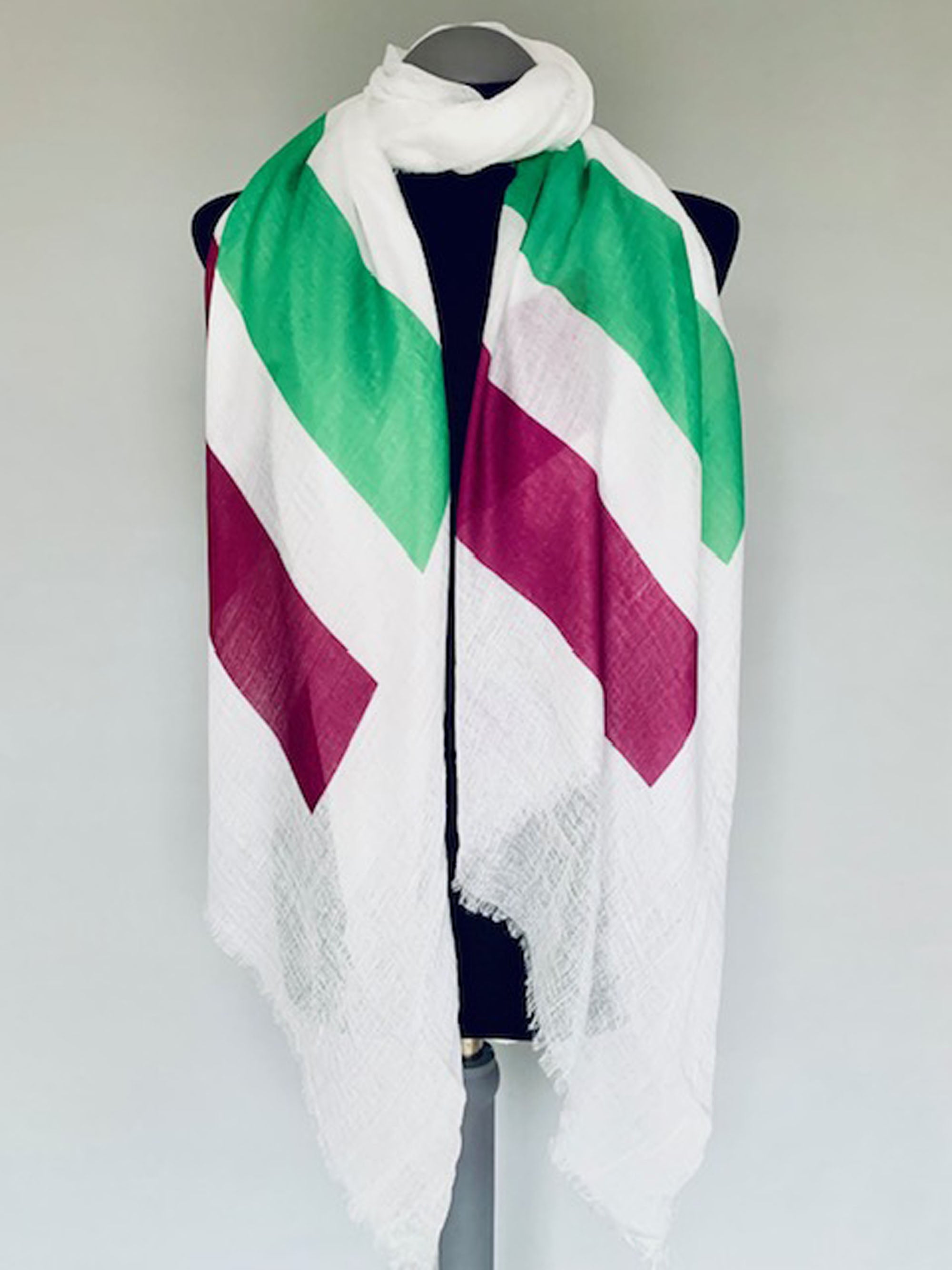 Suffragette Flag Scarf – Feminism Women's Rights Print on White Wrap Scarf