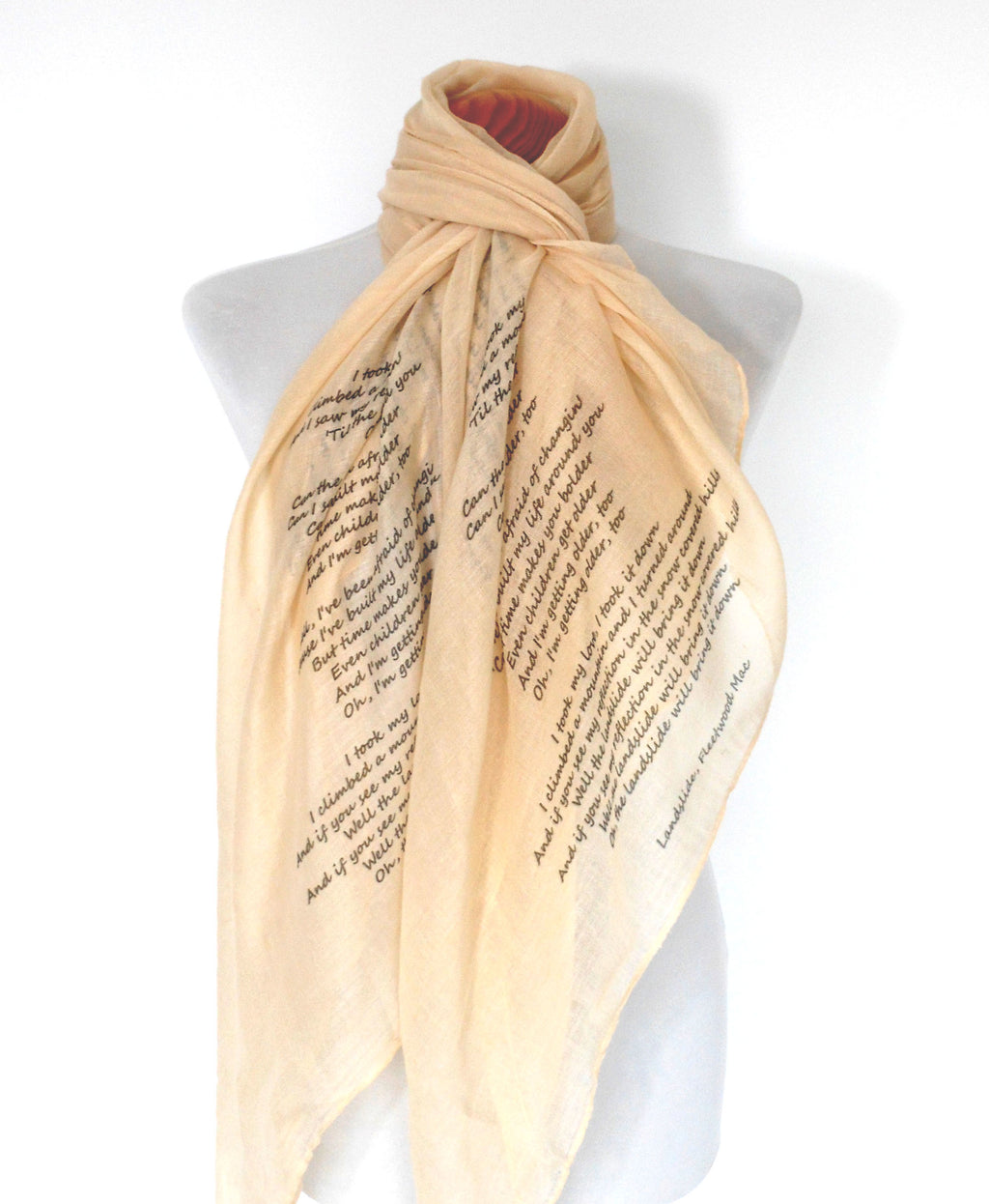 Fleetwood Mac Inspired Scarf. Long Scarf with Landslide Lyrics Print - Other Colours Available