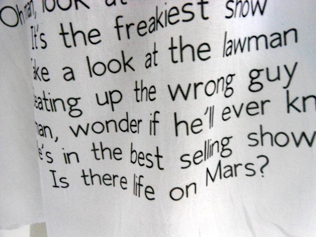 David Bowie Inspired Scarf. Long Scarf with Life On Mars Lyrics Print - Other Colours Available)