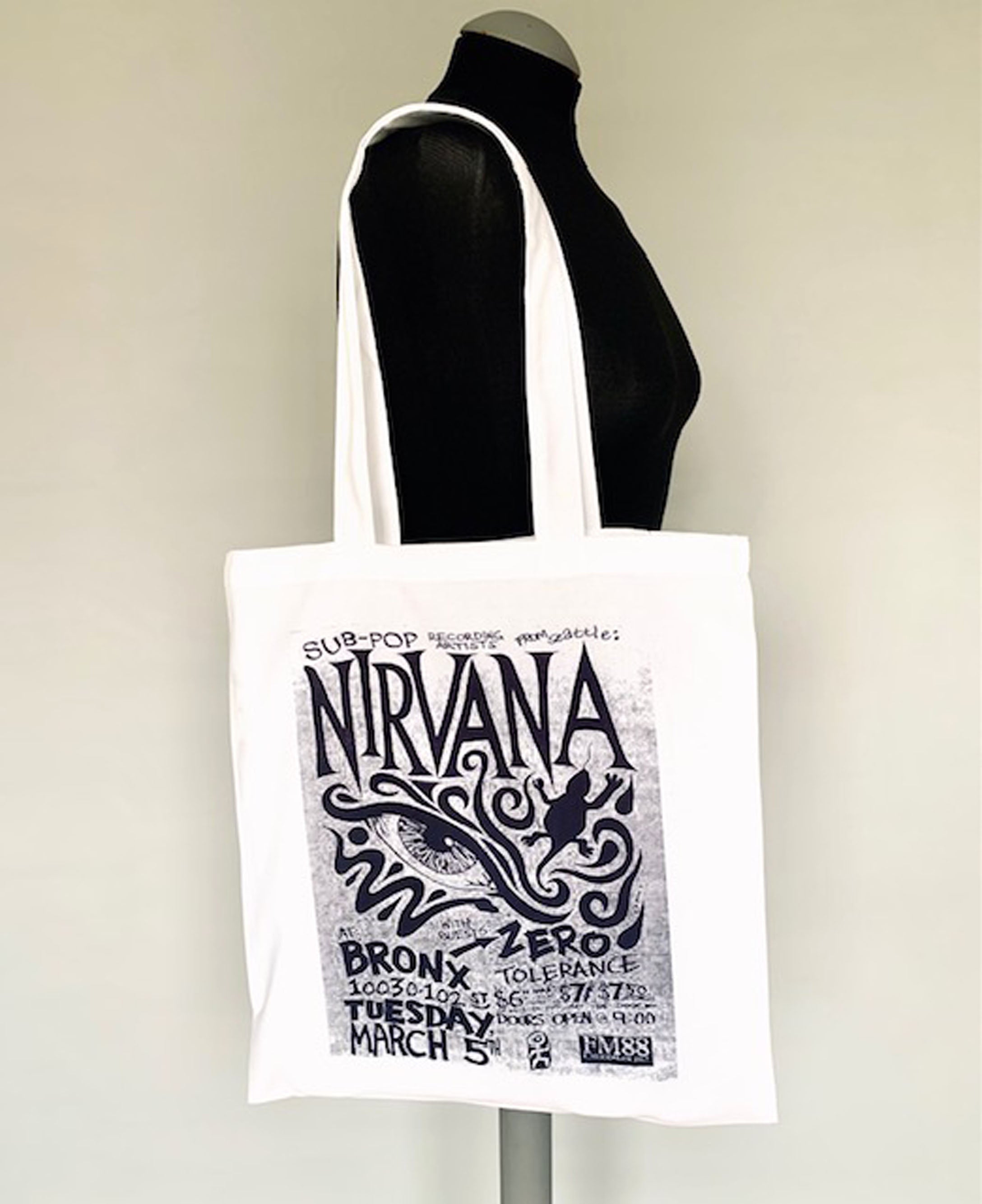 Nirvana Inspired Tote Bag - Vintage 90's Grunge Band Shopper
