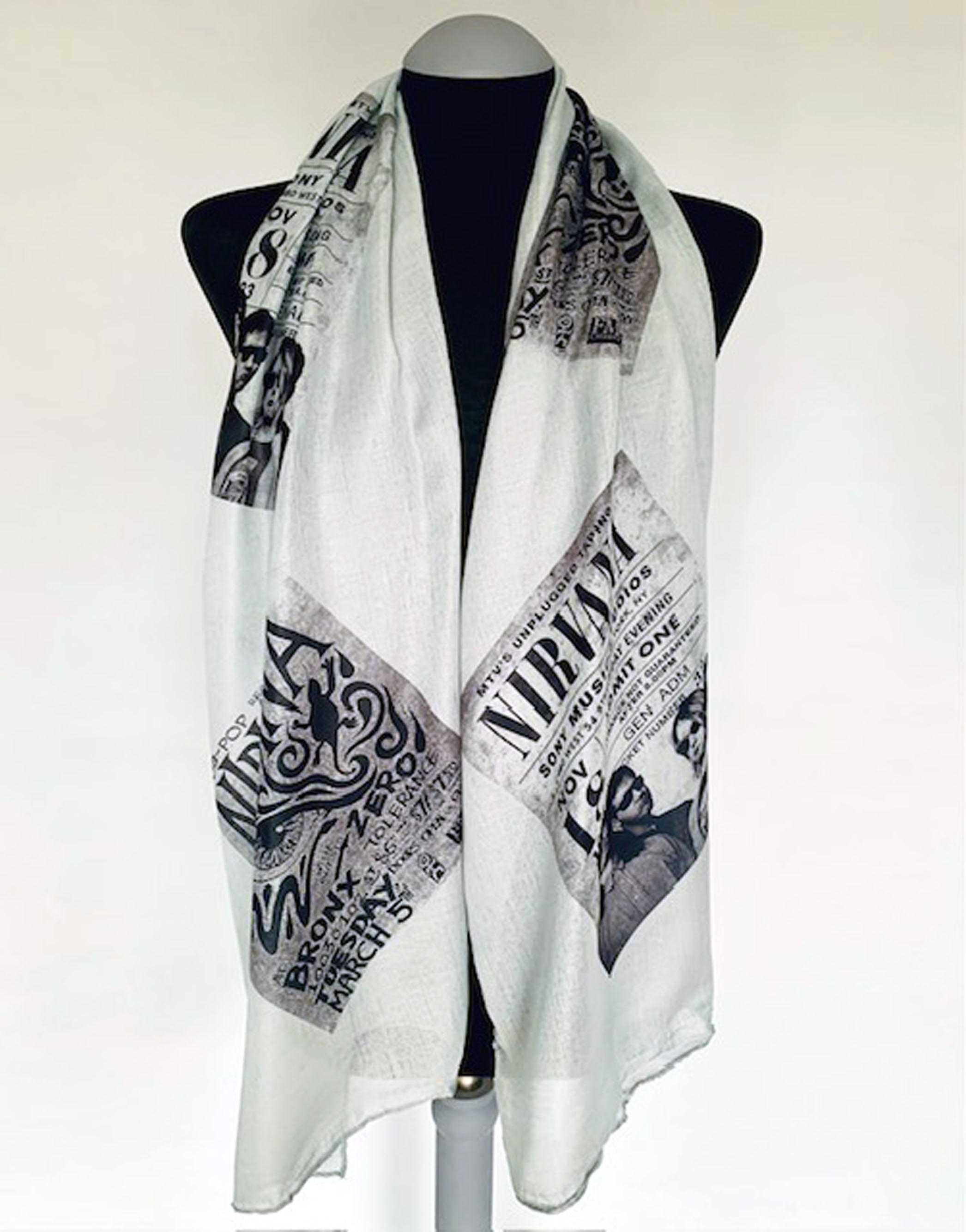 Nirvana inspired Scarf – Vintage Style 90s Grunge Lightweight Scarf.