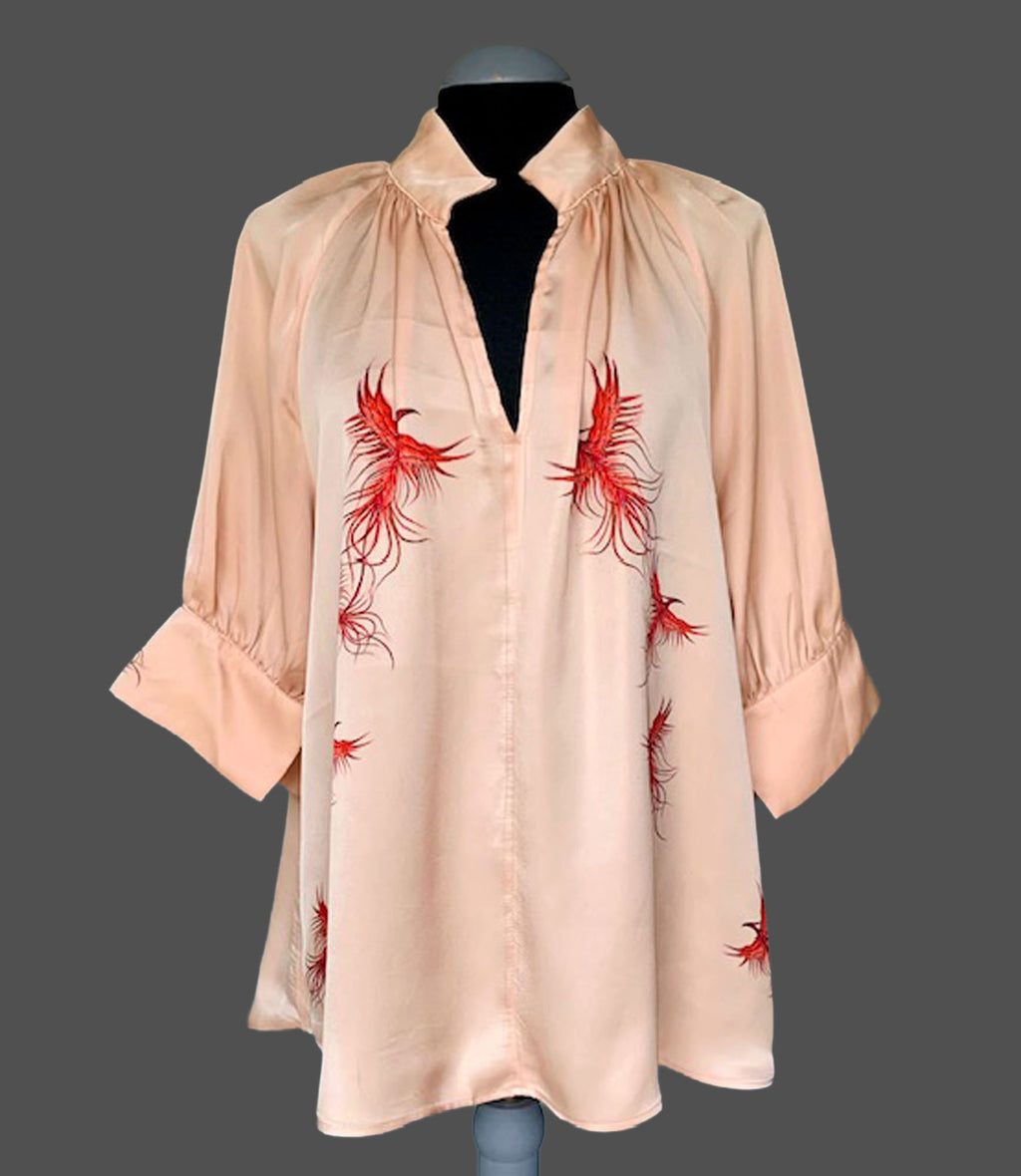 Reworked Phoenix Art Blouse. One-of-a-Kind Upcycled Preloved Top