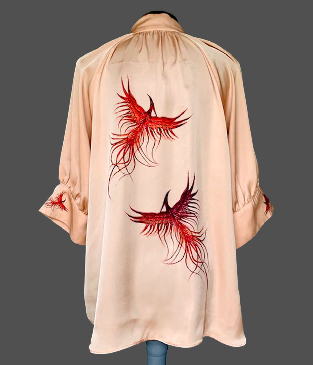 Reworked Phoenix Art Blouse. One-of-a-Kind Upcycled Preloved Top