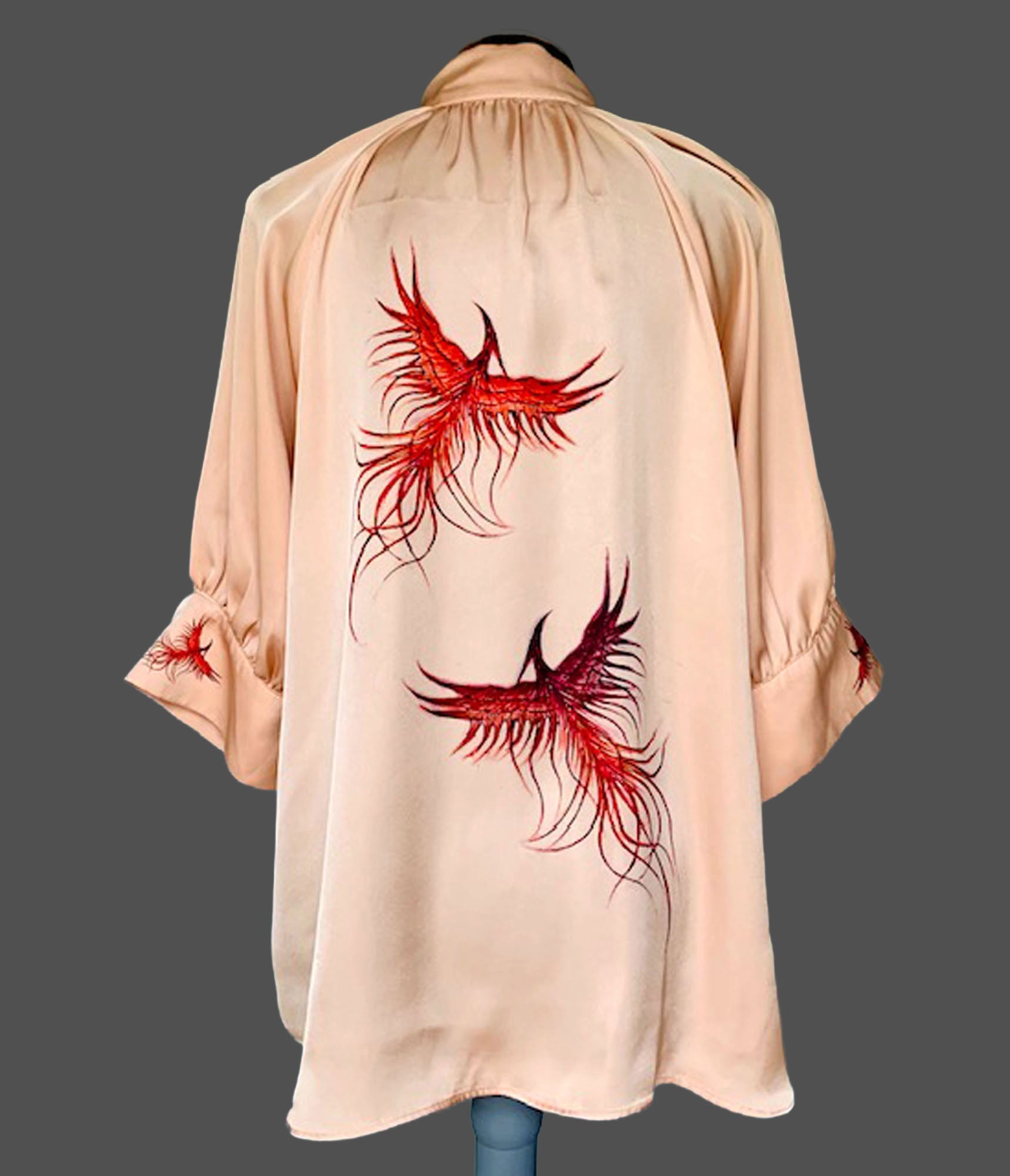 Reworked Phoenix Art Blouse. One-of-a-Kind Upcycled Preloved Top