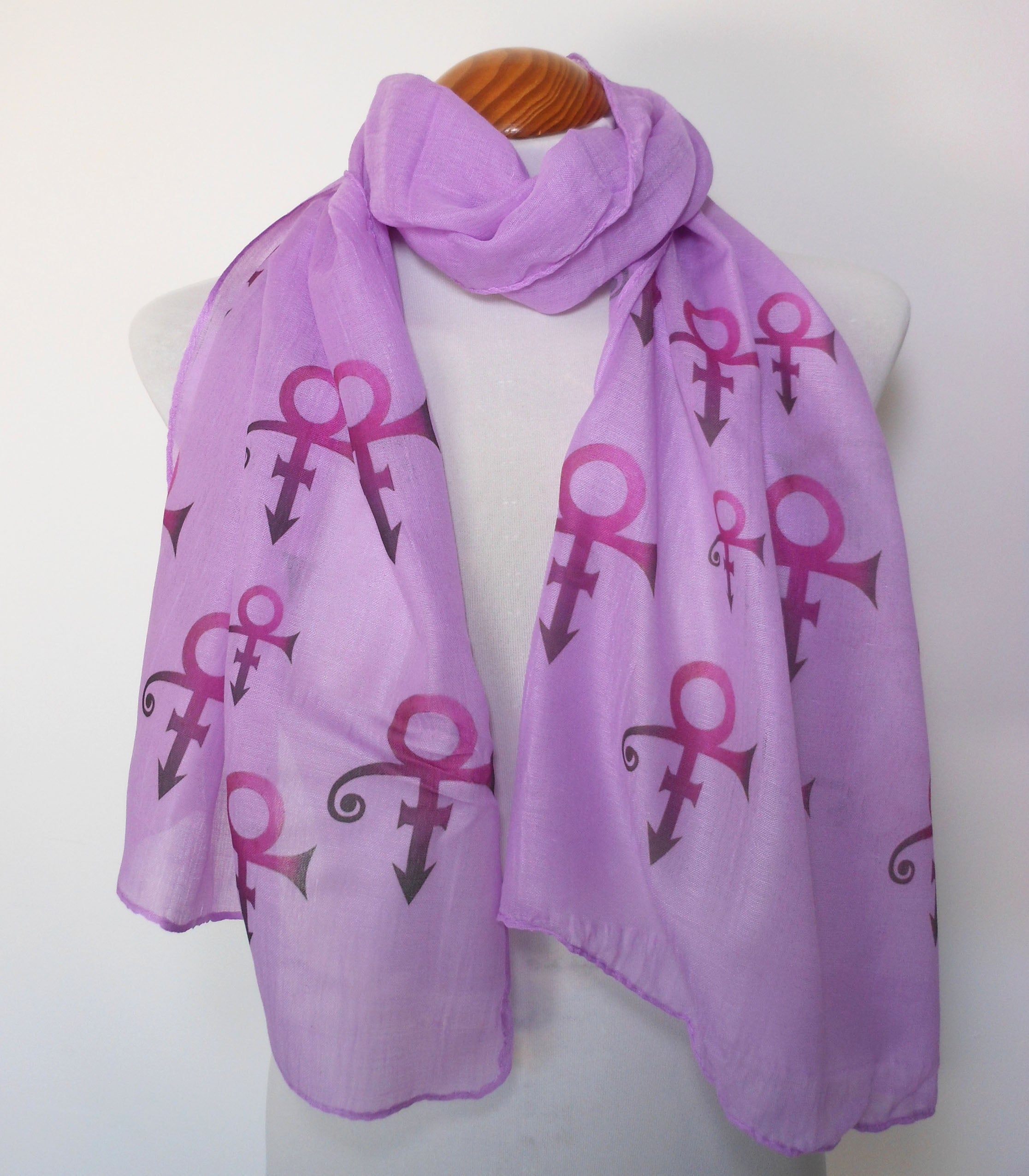 Prince Inspired Scarf – Purple Long Scarf with Prince inspired symbol print.