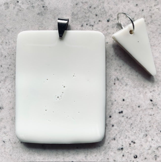 Dragon Resin Pendant Necklace. Mixed Media Art Jewellery. Stainless Steel Chain. Ivory Drop Pendant. Dragon Fans Gift.