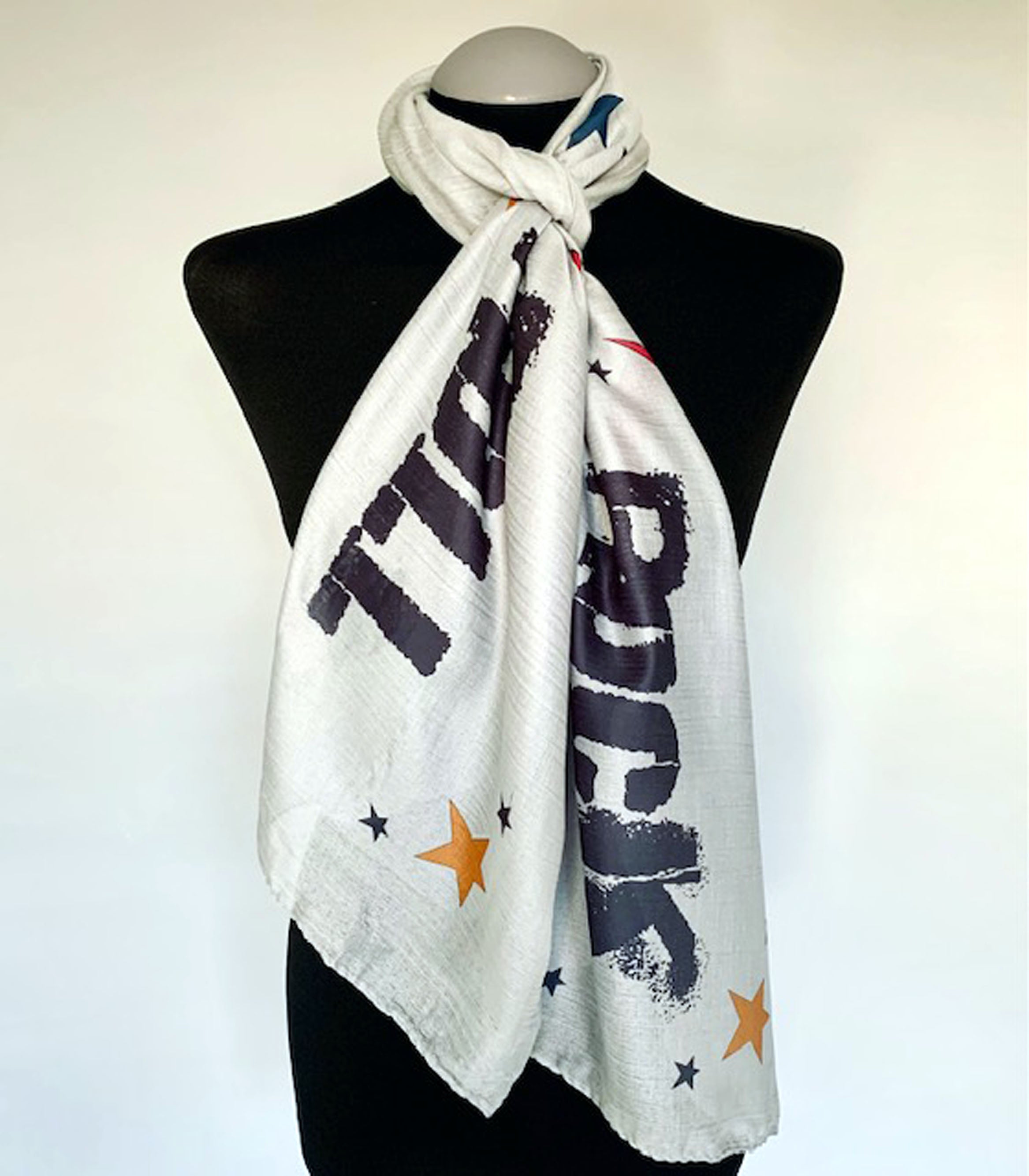 Rock N Roll Scarf – Vintage Music Style Rock N Roll Print on Lightweight Grey Scarf