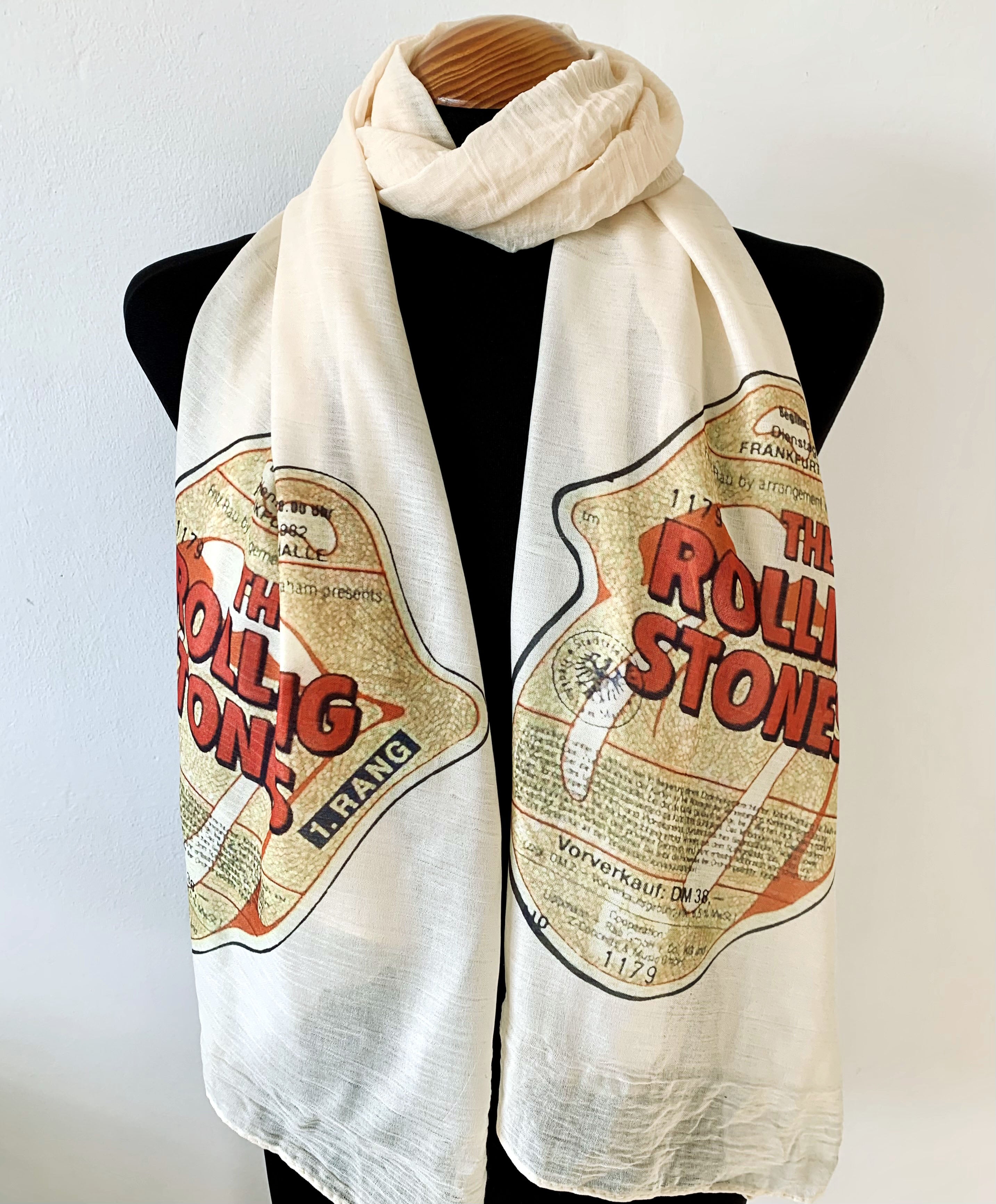 Rolling Stones Inspired Scarf – Rock n Roll Style Long Scarf with Band Print.