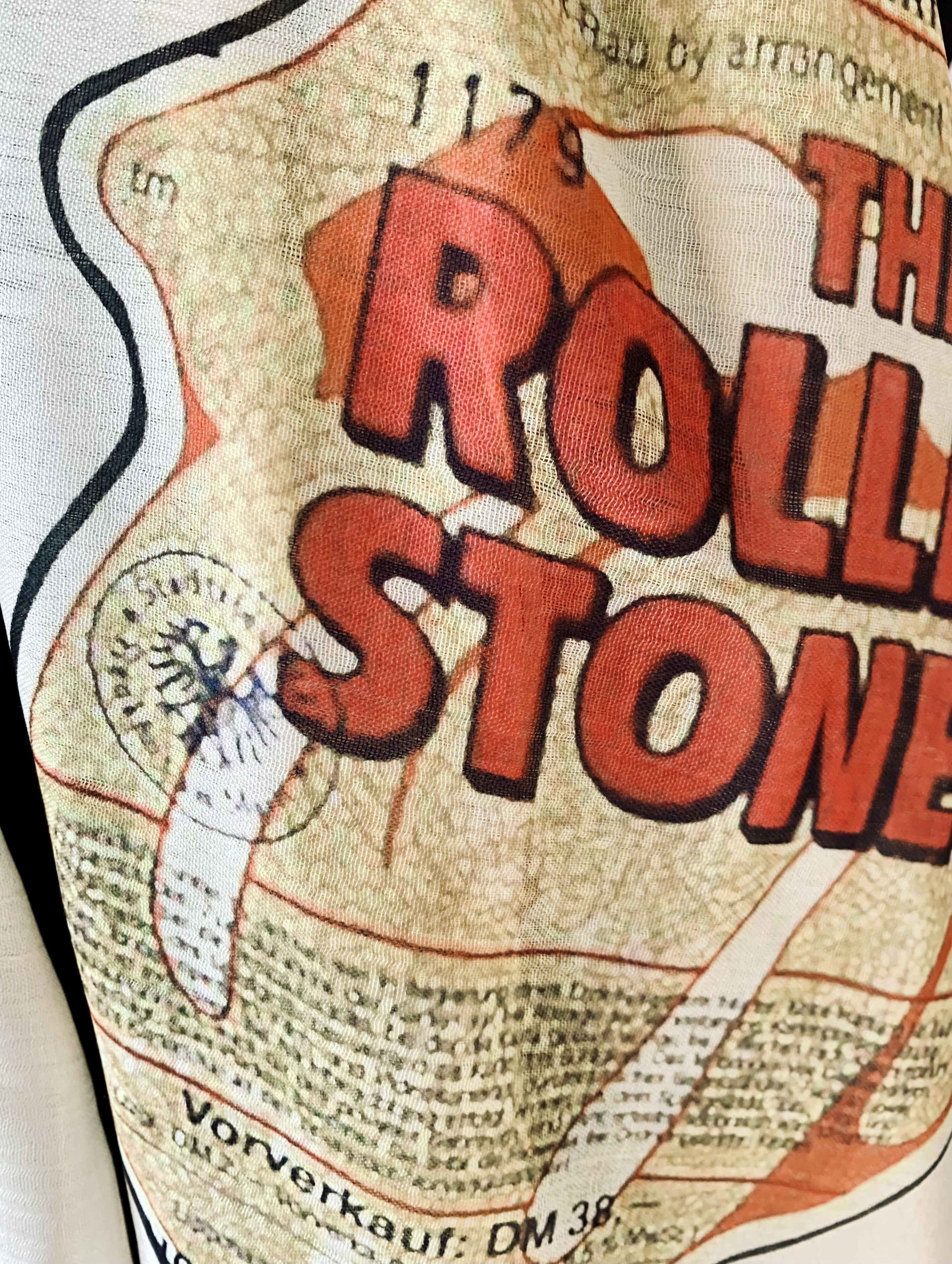 Rolling Stones Inspired Scarf – Rock n Roll Style Long Scarf with Band Print.