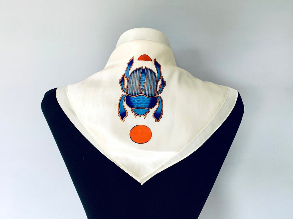 Egyptian Scarab Beetle Square Silk Scarf