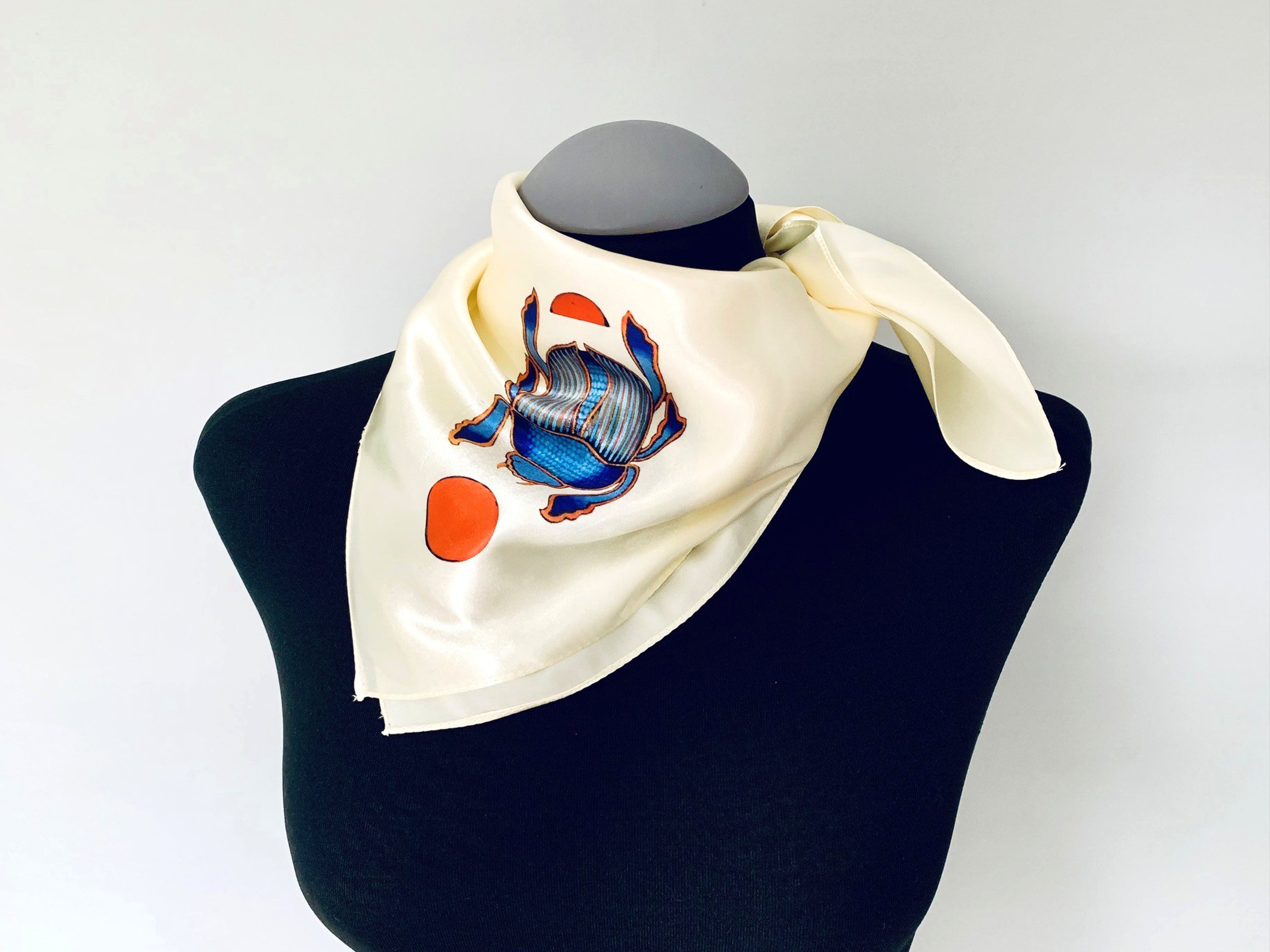 Egyptian Scarab Beetle Square Silk Scarf