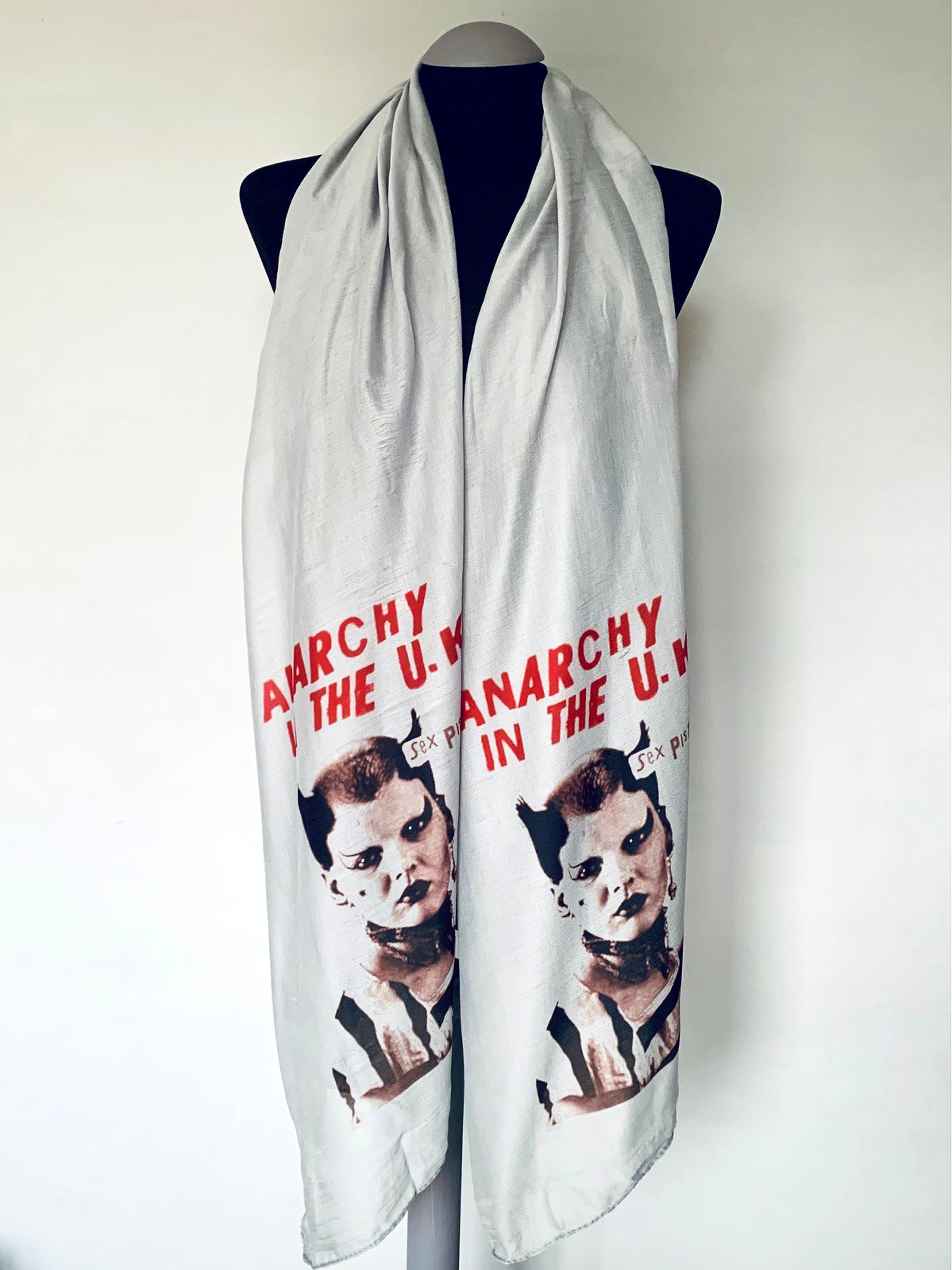 Sex Pistols Inspired Scarf – Punk Style Long Grey Scarf.