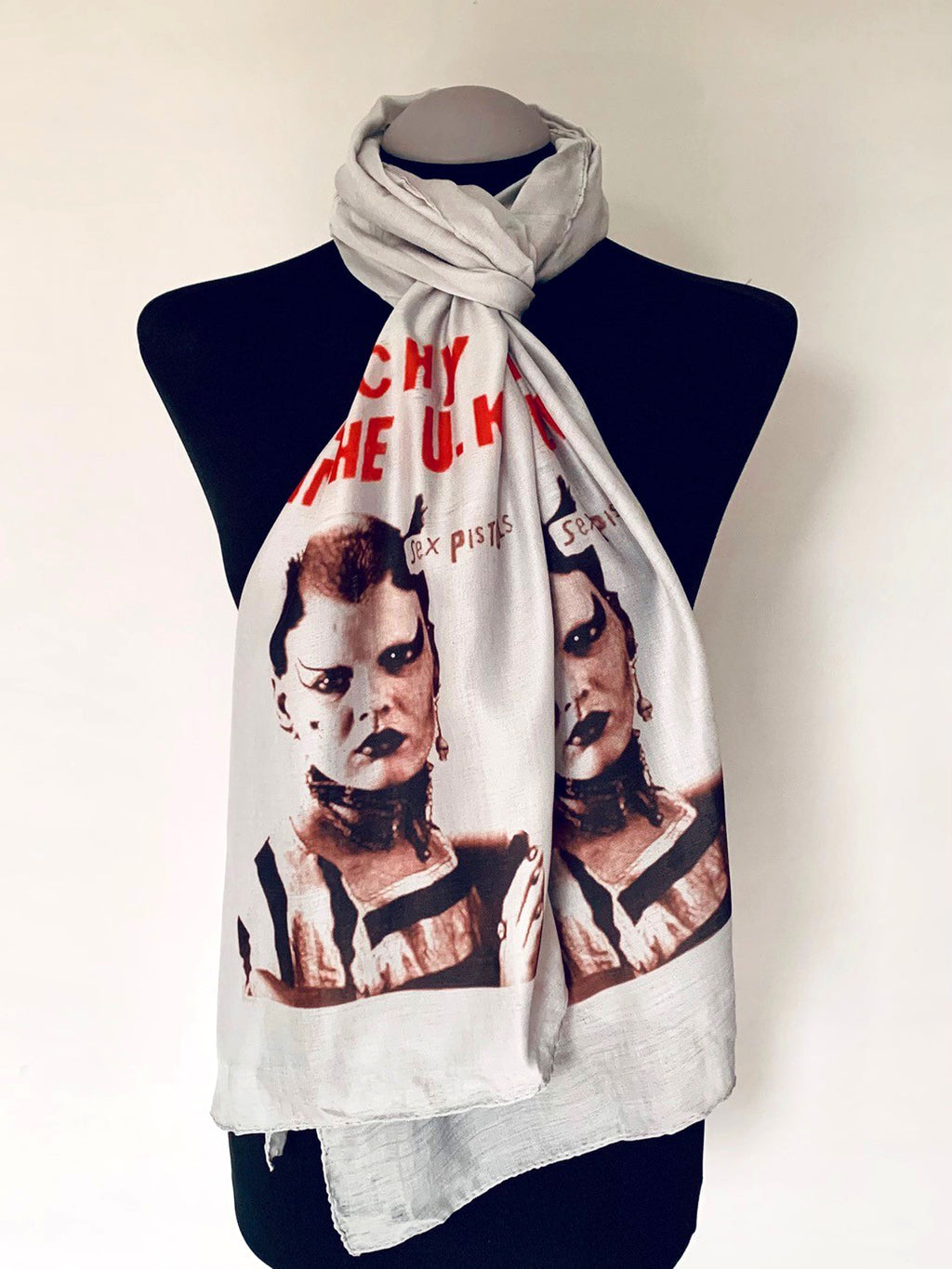 Sex Pistols Inspired Scarf – Punk Style Long Grey Scarf.