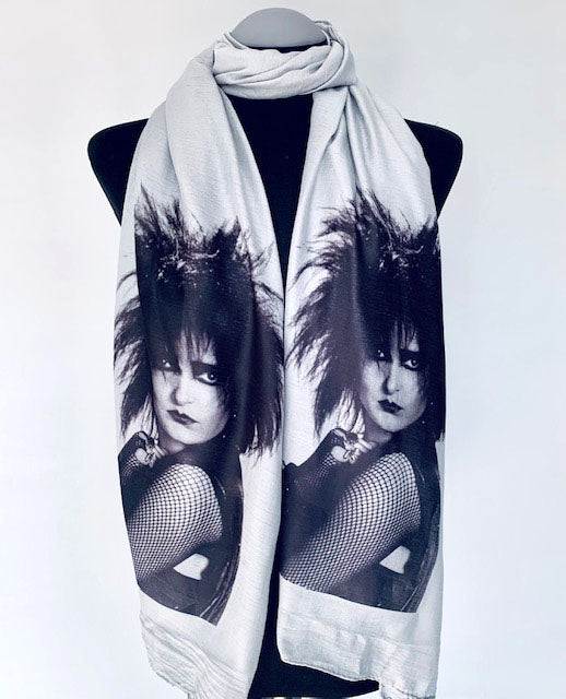 Siouxsie Sioux Inspired Punk Scarf – Long Gothic Grey Punk Scarf for Music Fans.