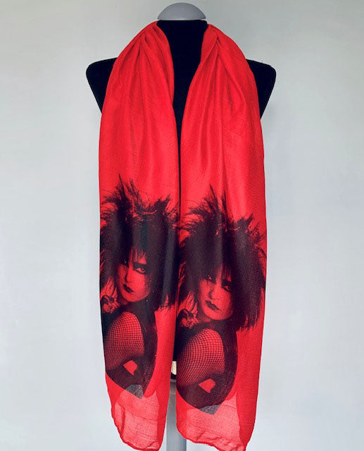Siouxsie Sioux Inspired Scarf – Post Punk Style Lightweight Red Scarf.