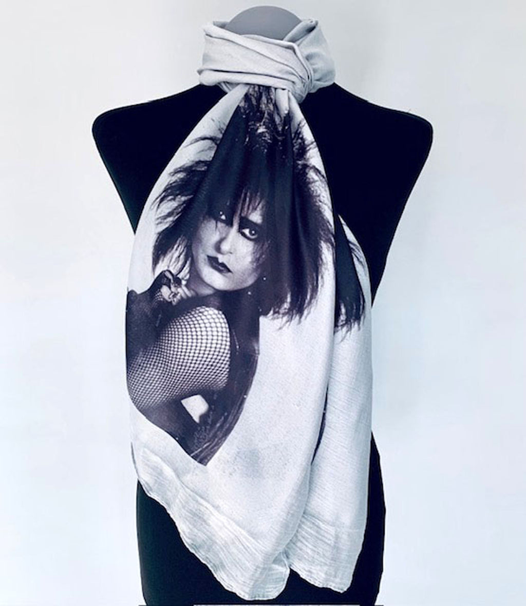 Siouxsie Sioux Inspired Punk Scarf – Long Gothic Grey Punk Scarf for Music Fans.