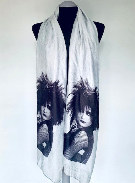 Siouxsie Sioux Inspired Punk Scarf – Long Gothic Grey Punk Scarf for Music Fans.