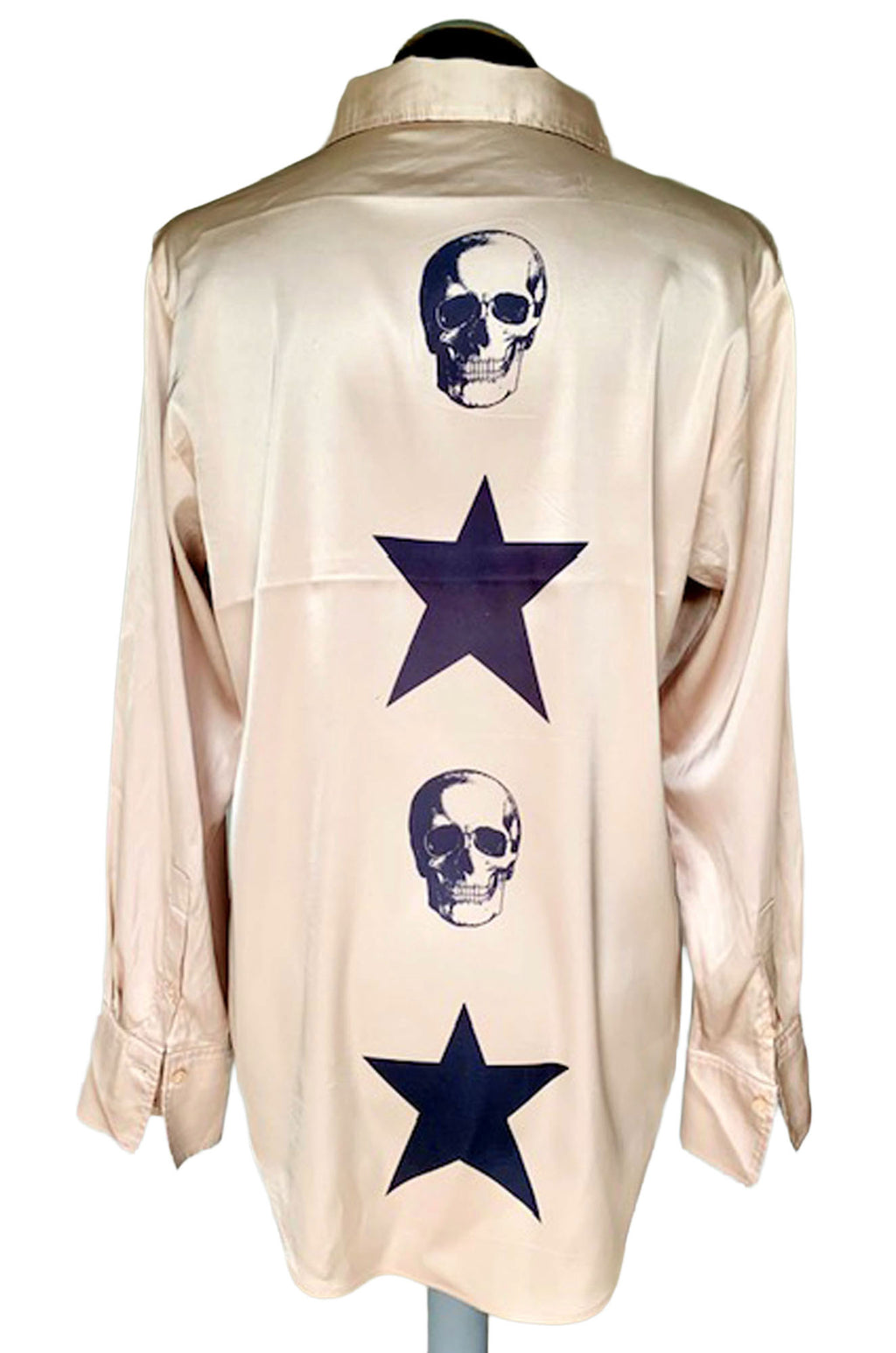 Reworked Skulls and Stars Art Blouse. One-of-a-Kind Upcycled Preloved Top