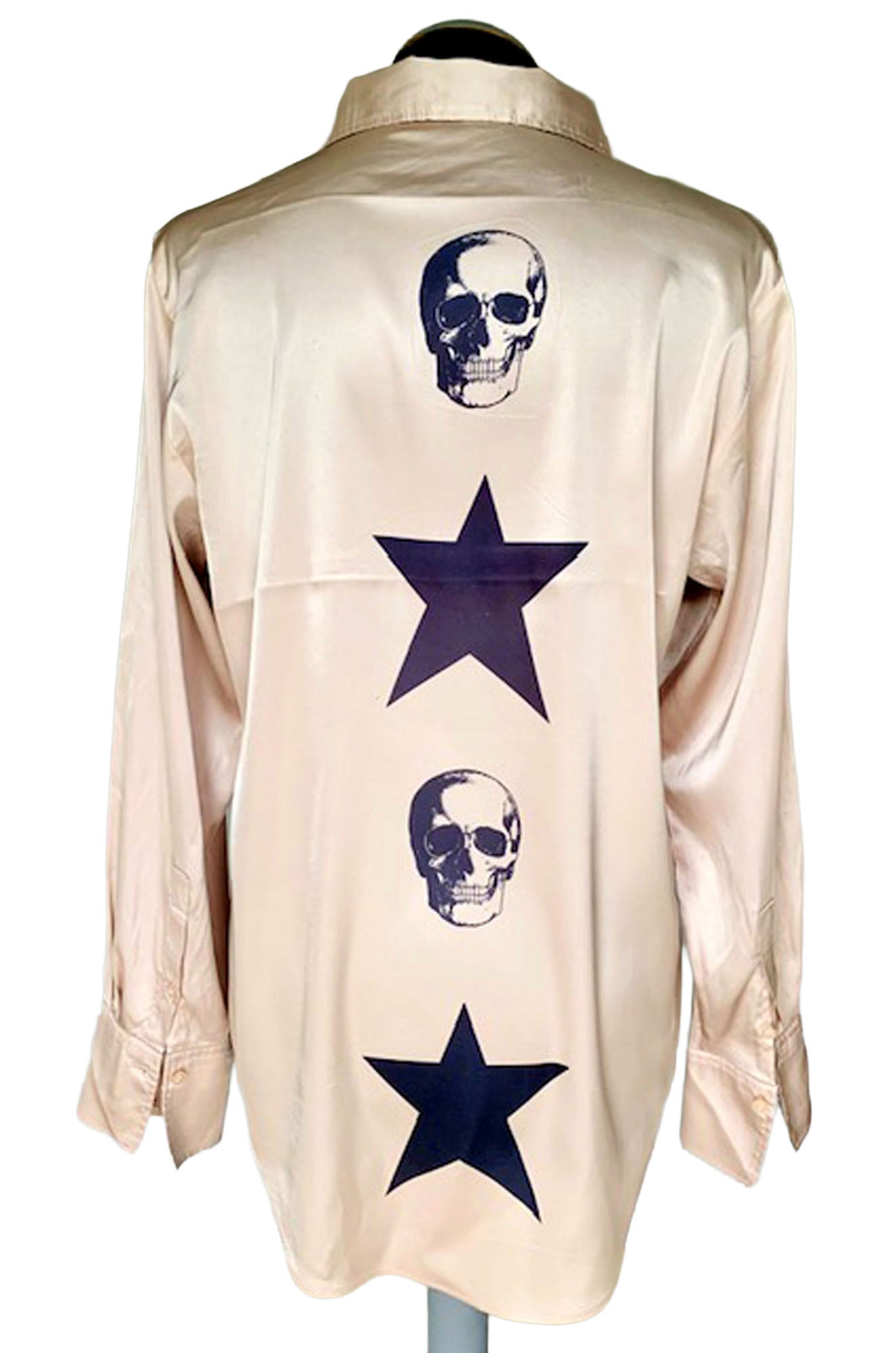Reworked Skulls and Stars Art Blouse. One-of-a-Kind Upcycled Preloved Top