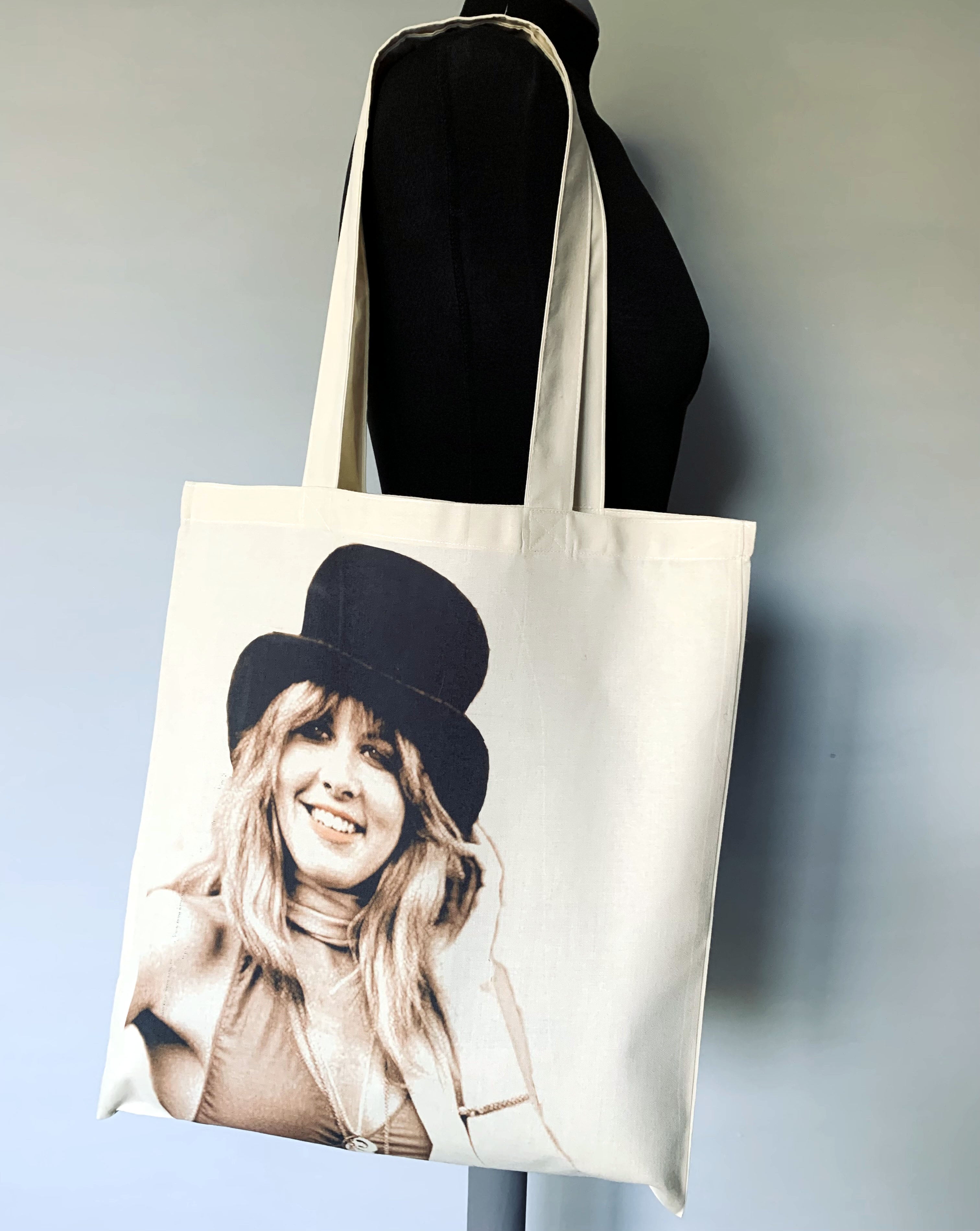 Stevie Nicks Inspired Tote Bag –  Bohemian style Unisex Shopper with Stevie Nicks Music Print, Music Gift