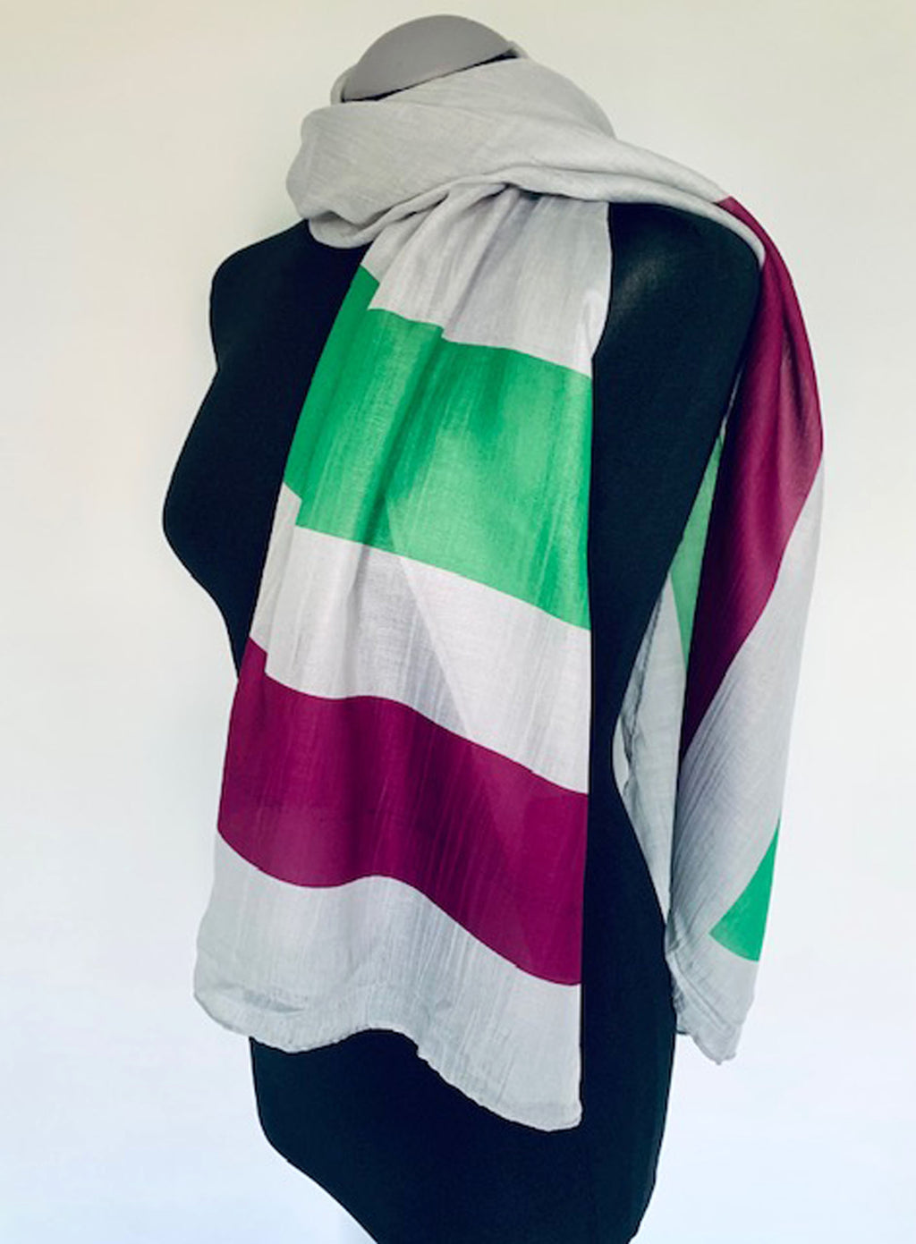 Suffragette Flag Scarf – Feminism Women's Rights Print on Lightweight Grey Scarf