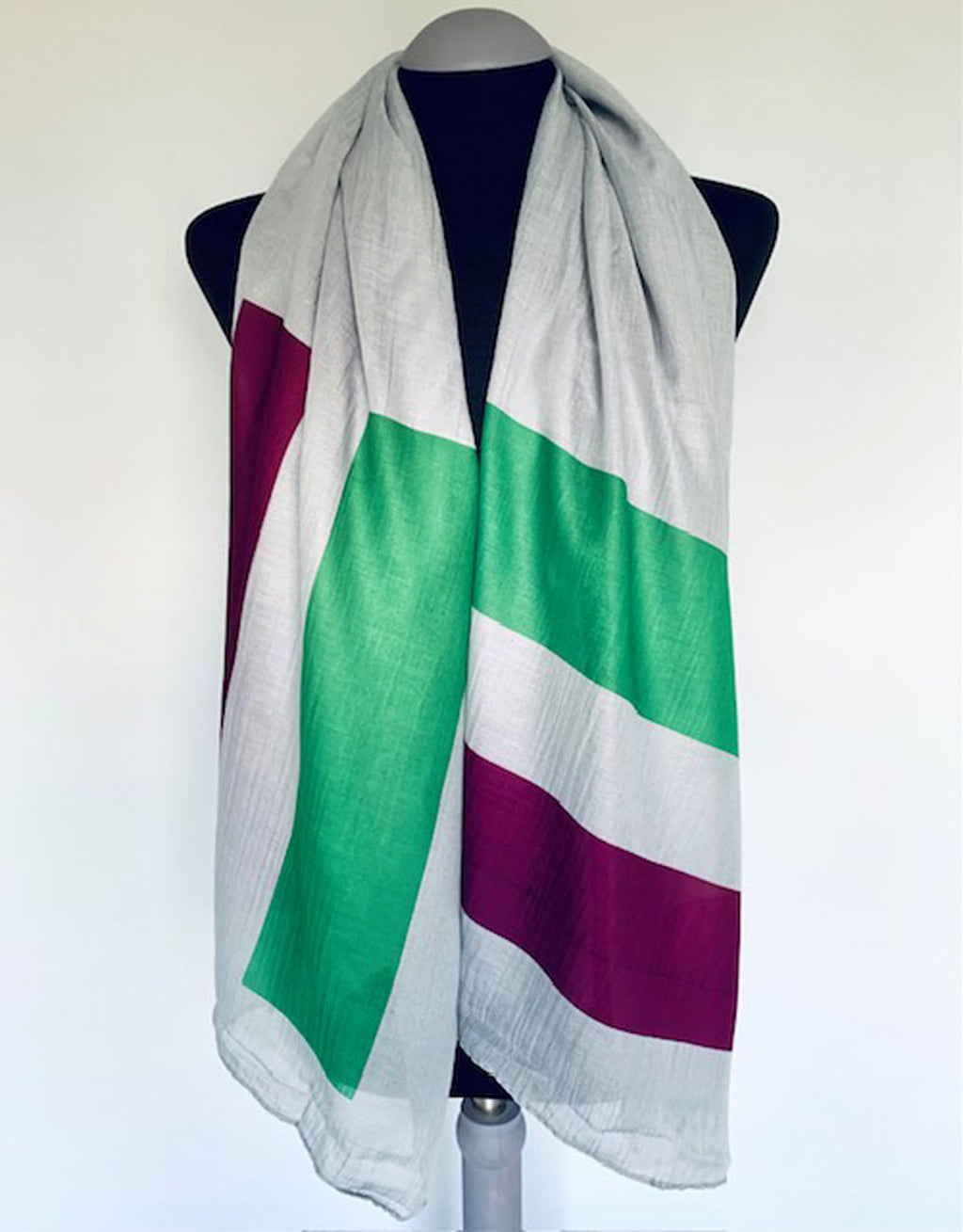 Suffragette Flag Scarf – Feminism Women's Rights Print on Lightweight Grey Scarf