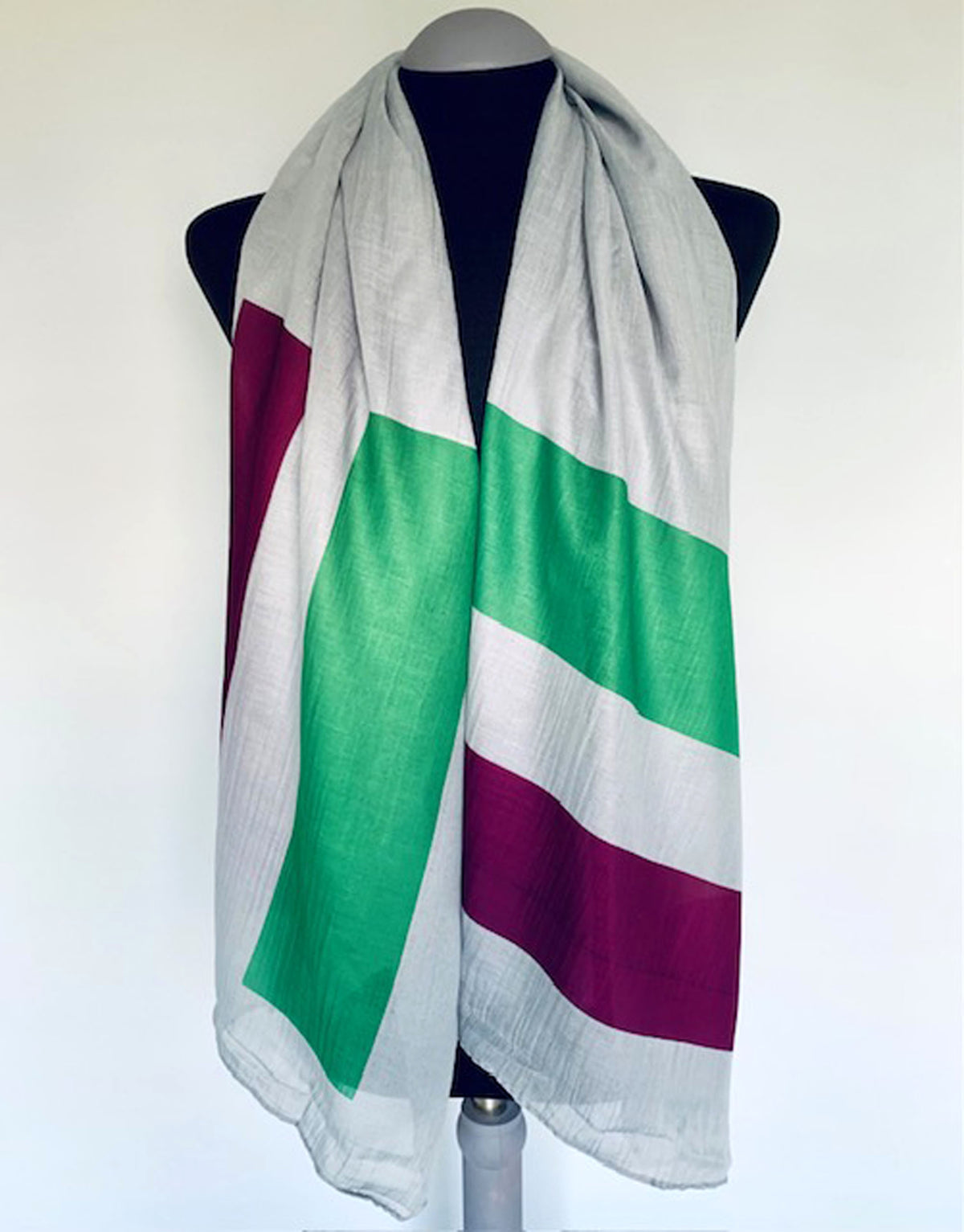 Suffragette Flag Scarf – Feminism Women's Rights Print on Lightweight Grey Scarf